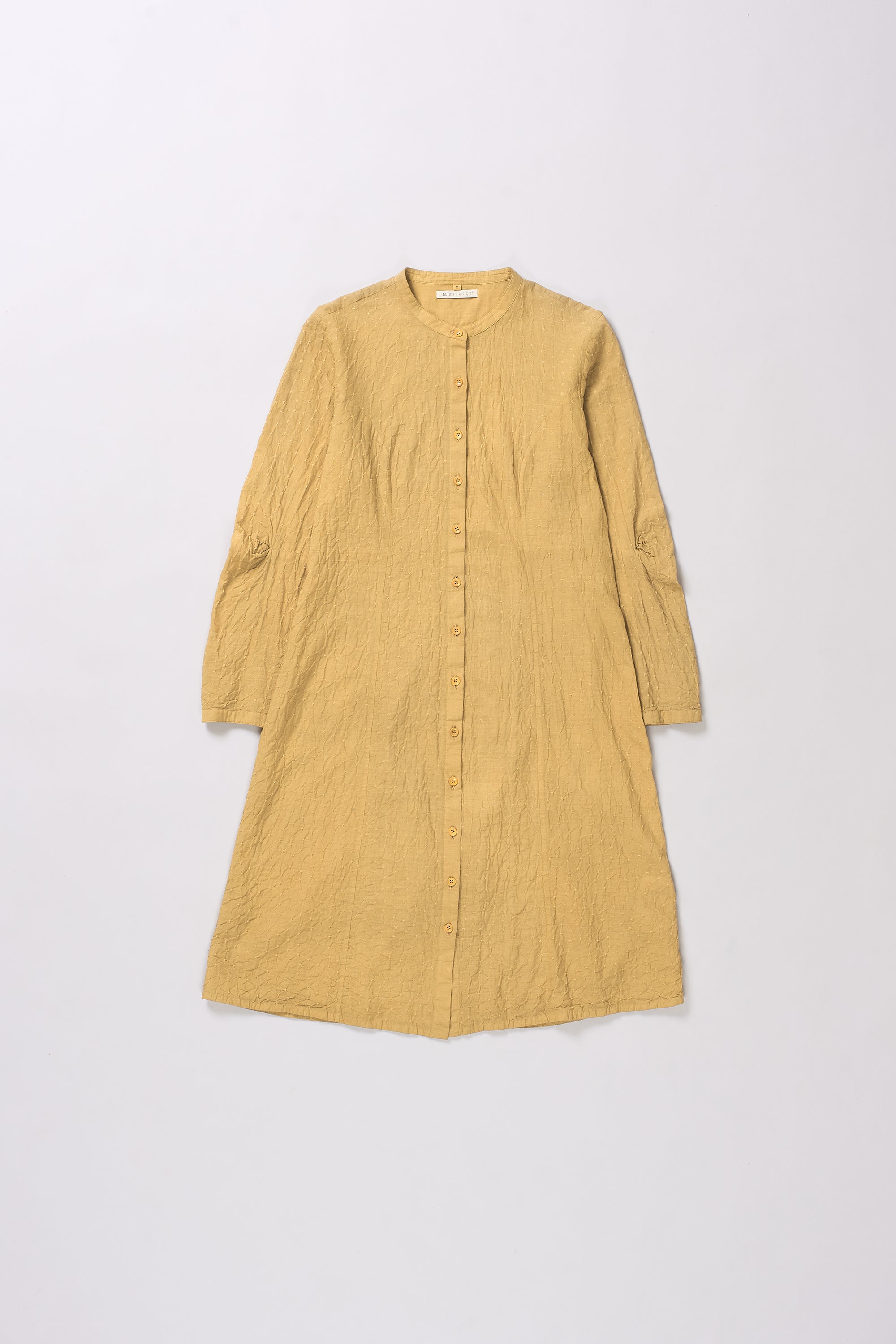 BANDHANI SHIRT DRESS IN OCHRE YELLOW
