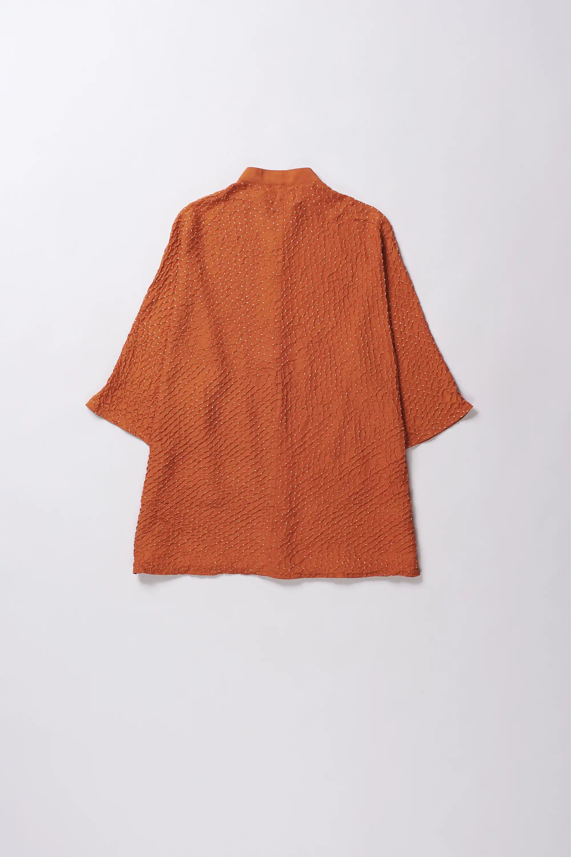 Sunset Orange Bandhani Silk Shirt