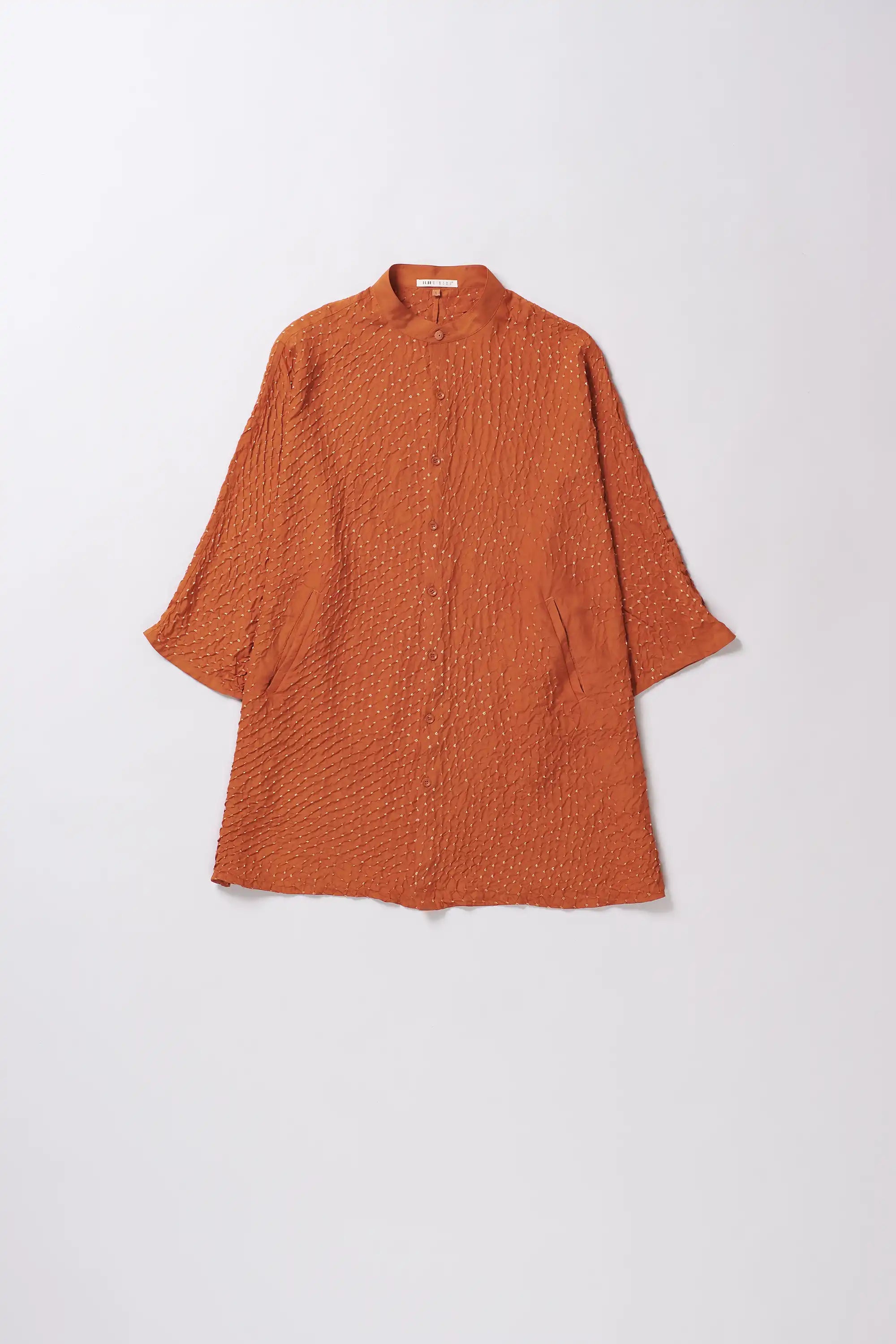 Sunset Orange Bandhani Silk Shirt