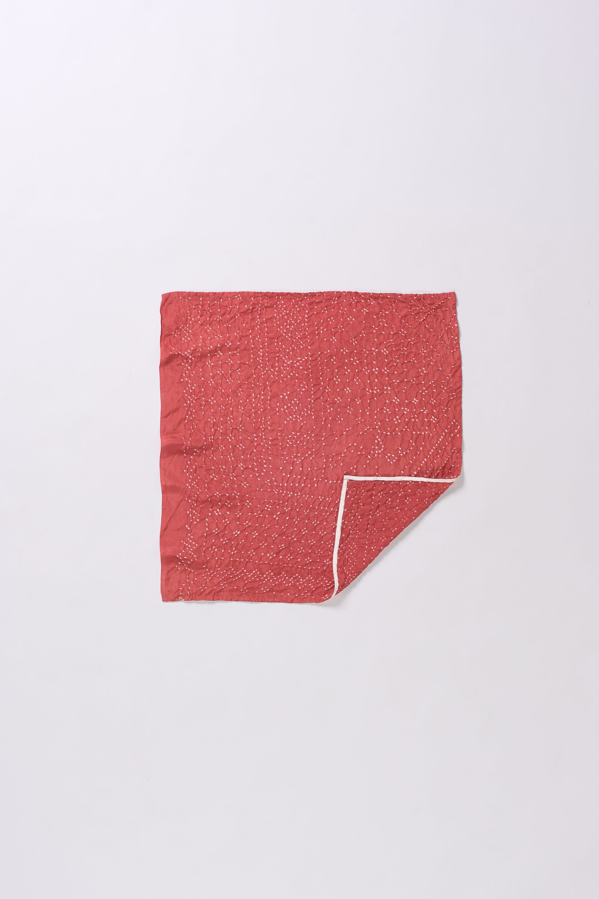 PINK WOOD ALL OVER MOTIF BANDHANI SQUARE SCARF