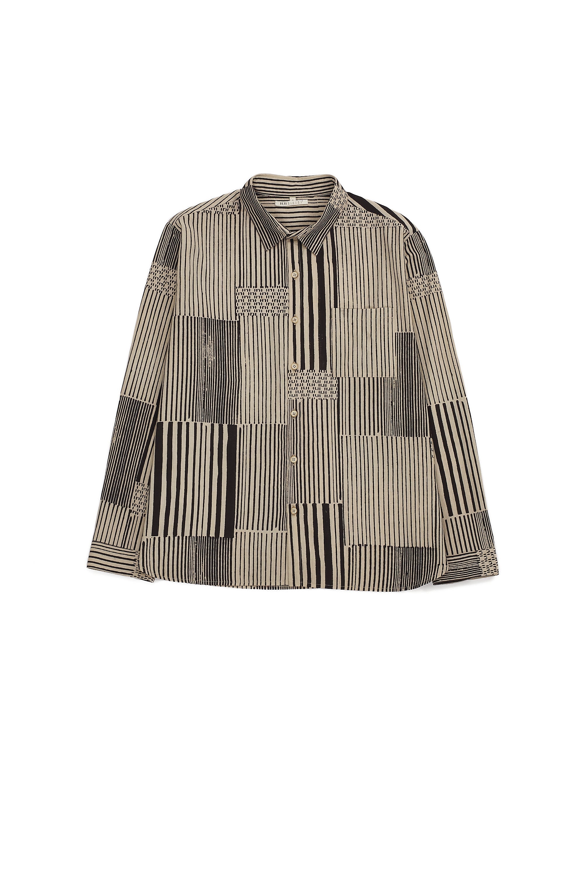 CHARCOAL BLOCK PRINT COTTON UNISEX SHIRT