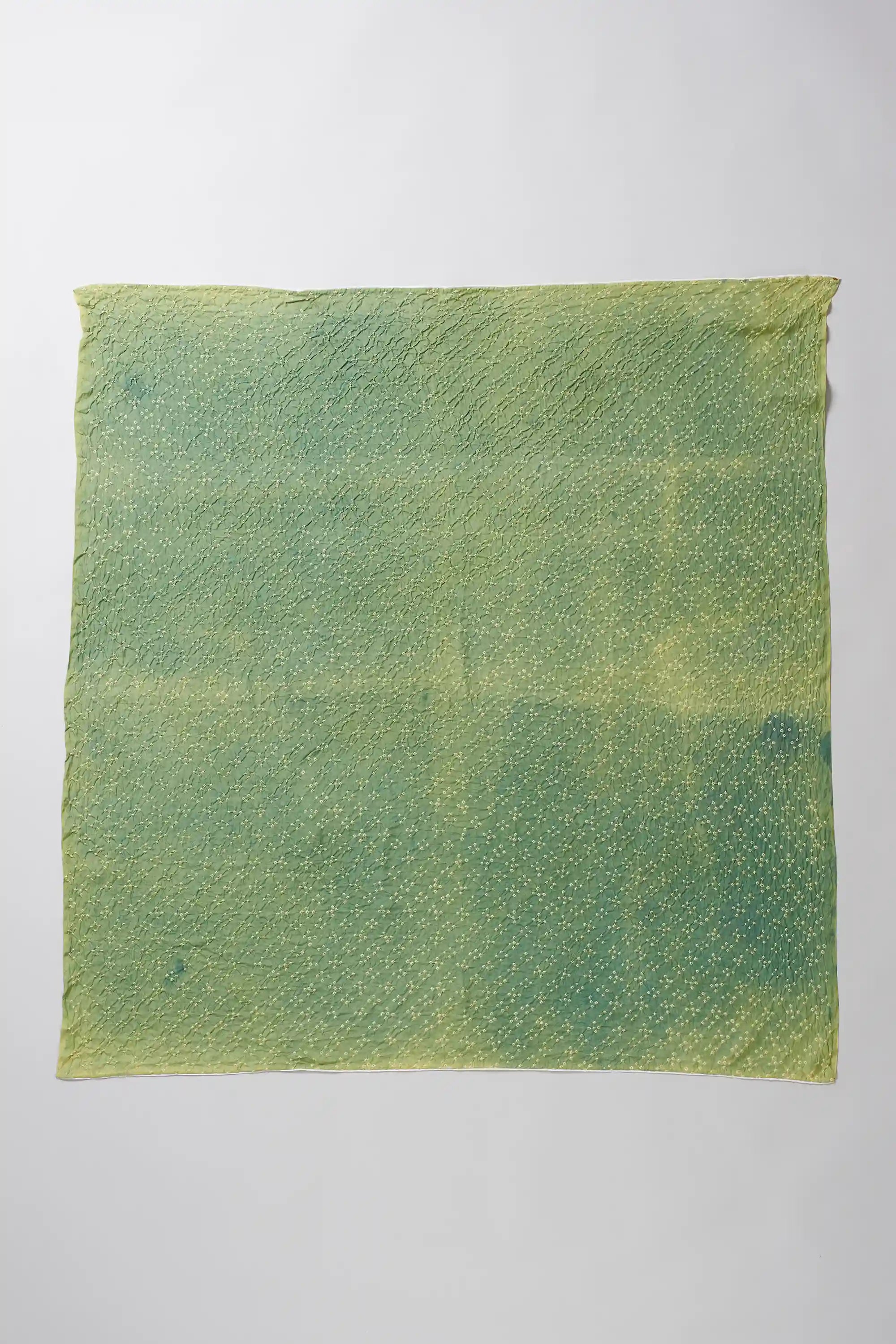 Olive Green All Over Motif Bandhani Square Scarf