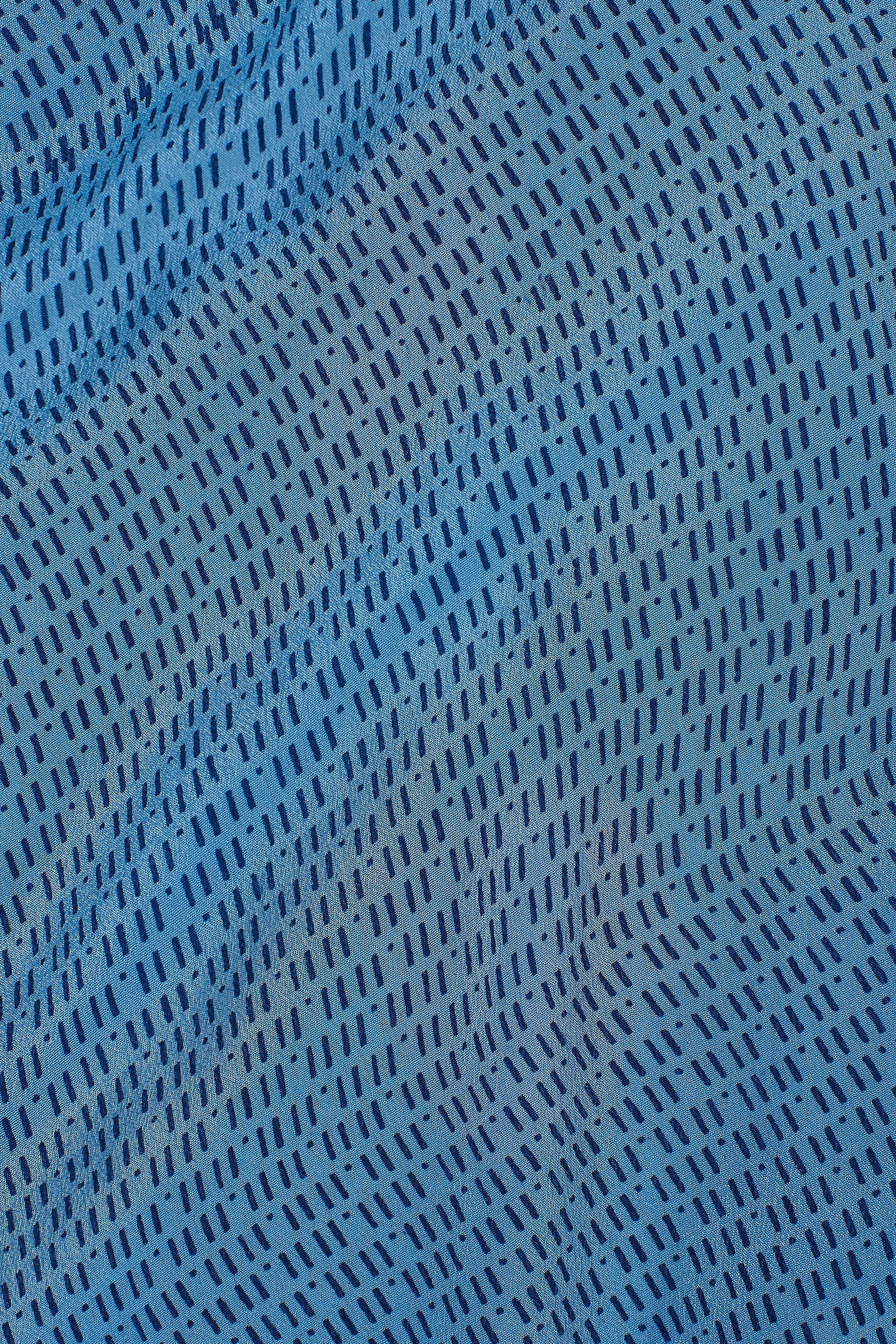 LIGHT INDIGO SILK WITH BLOCK PRINT SHIRT