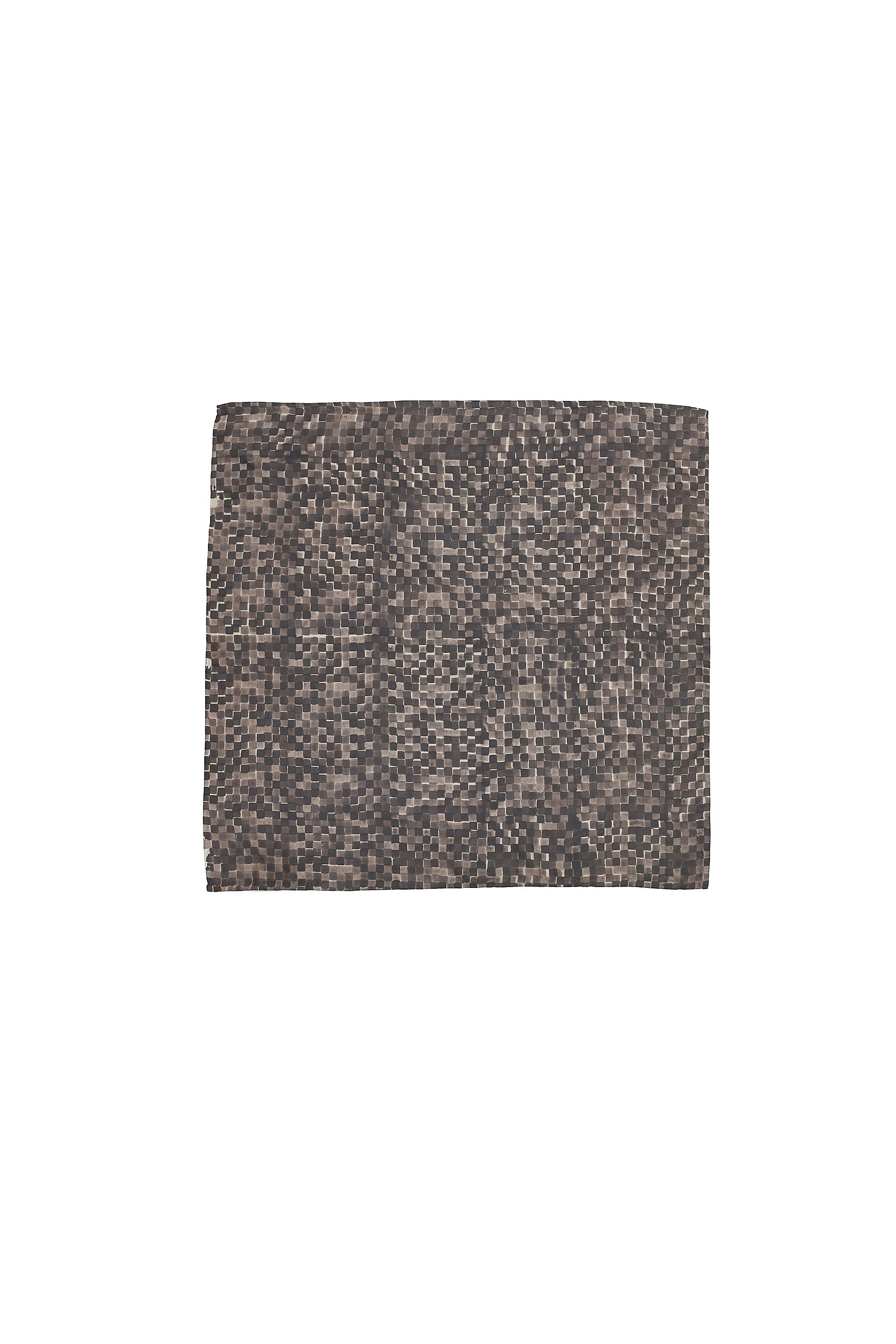 Brown Silk With Block Print Scarf