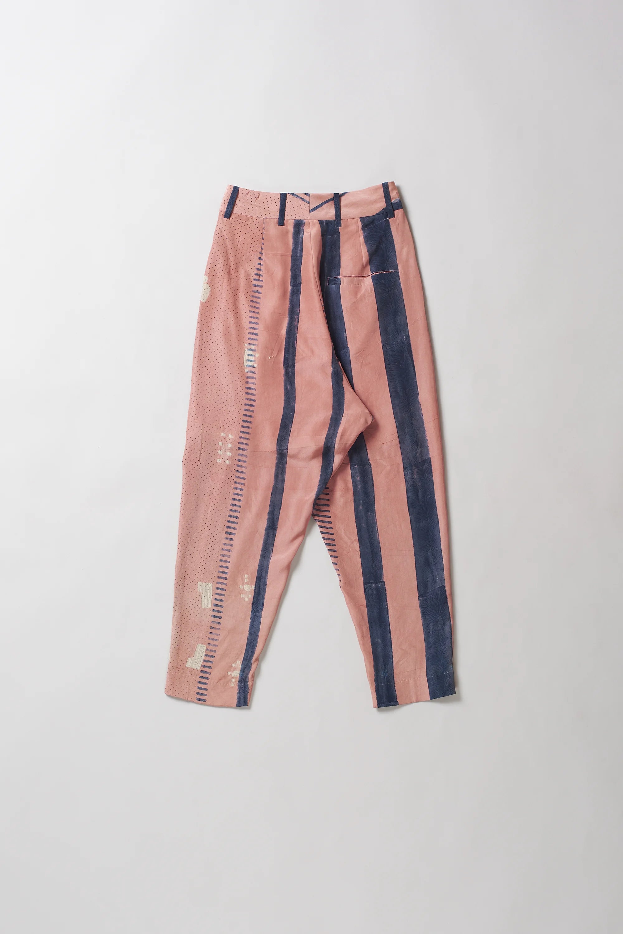 Chalk Pink Shibori Soft Silk Women Trouser
