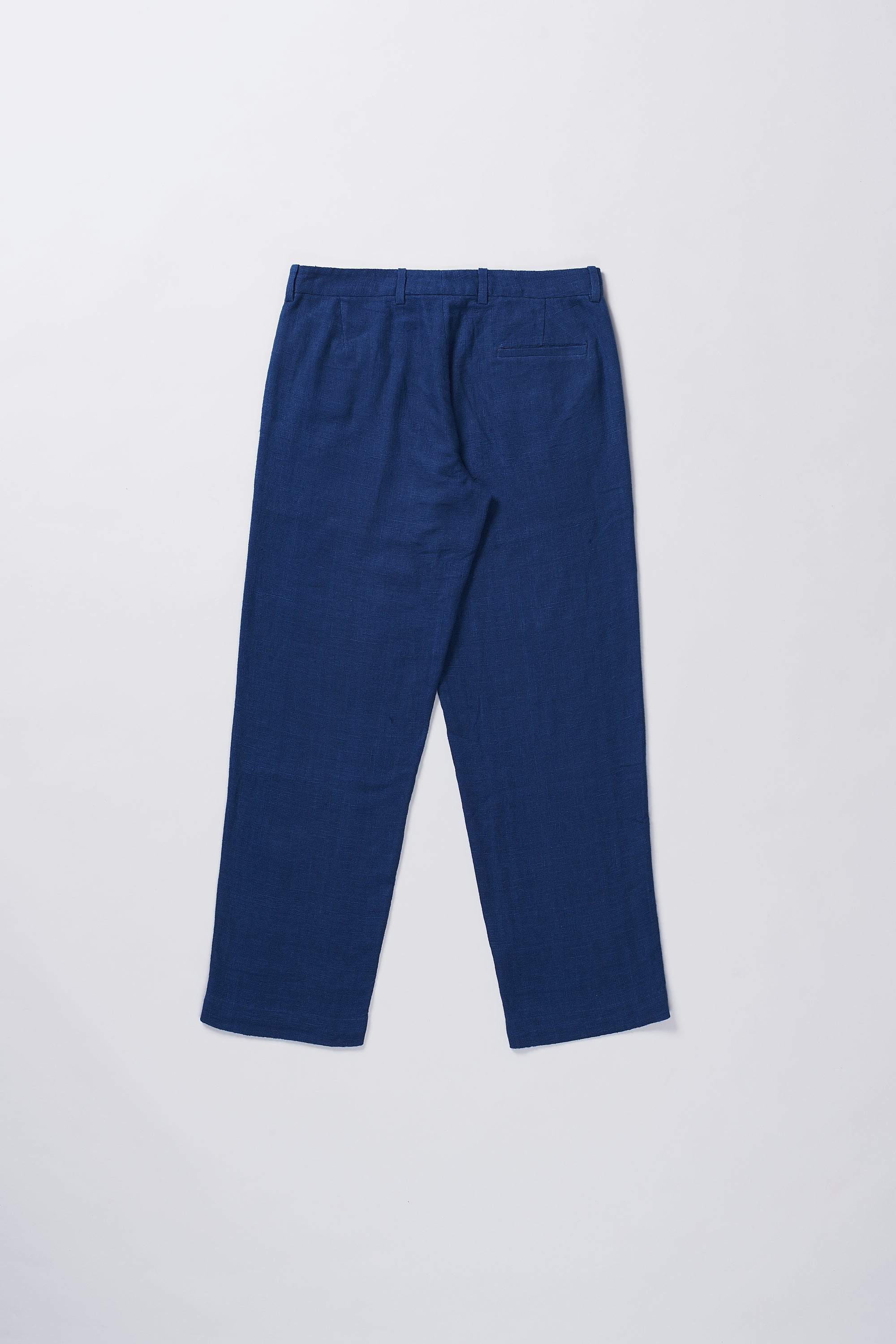 INDIGO SOLID STRAIGHT FIT COTTON TROUSER