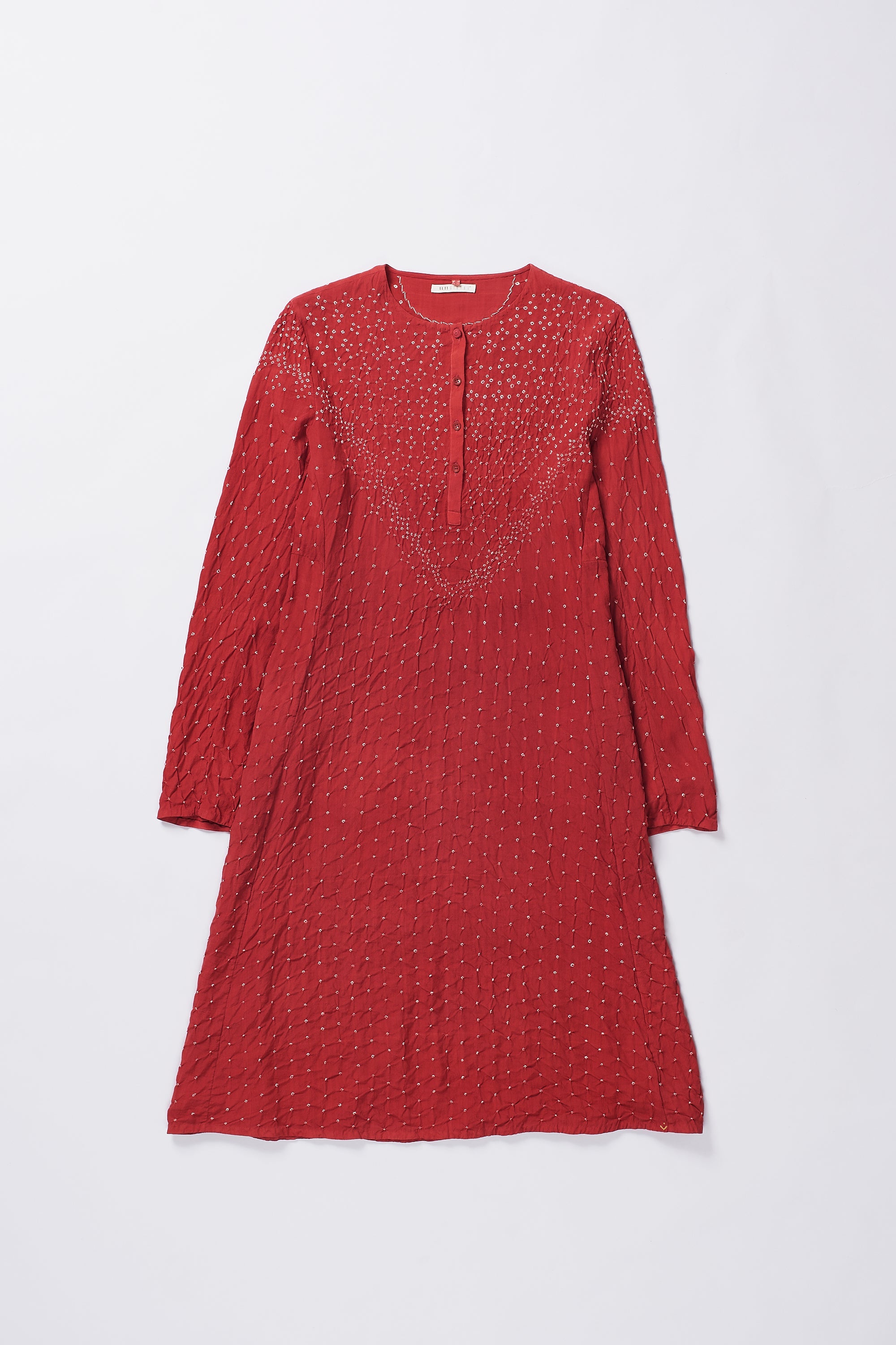 RED SILK BANDHANI DRESS