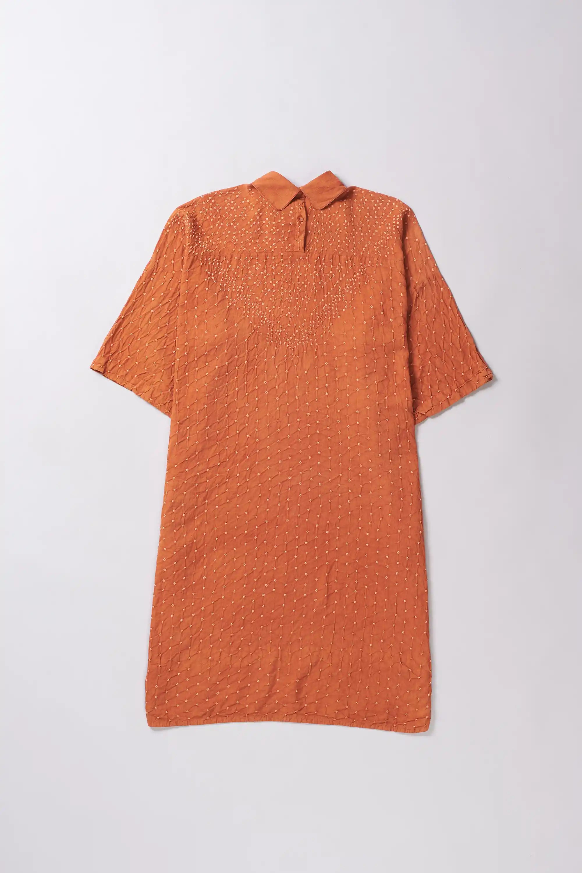 Sunset Orange Cotton Bandhani Dress