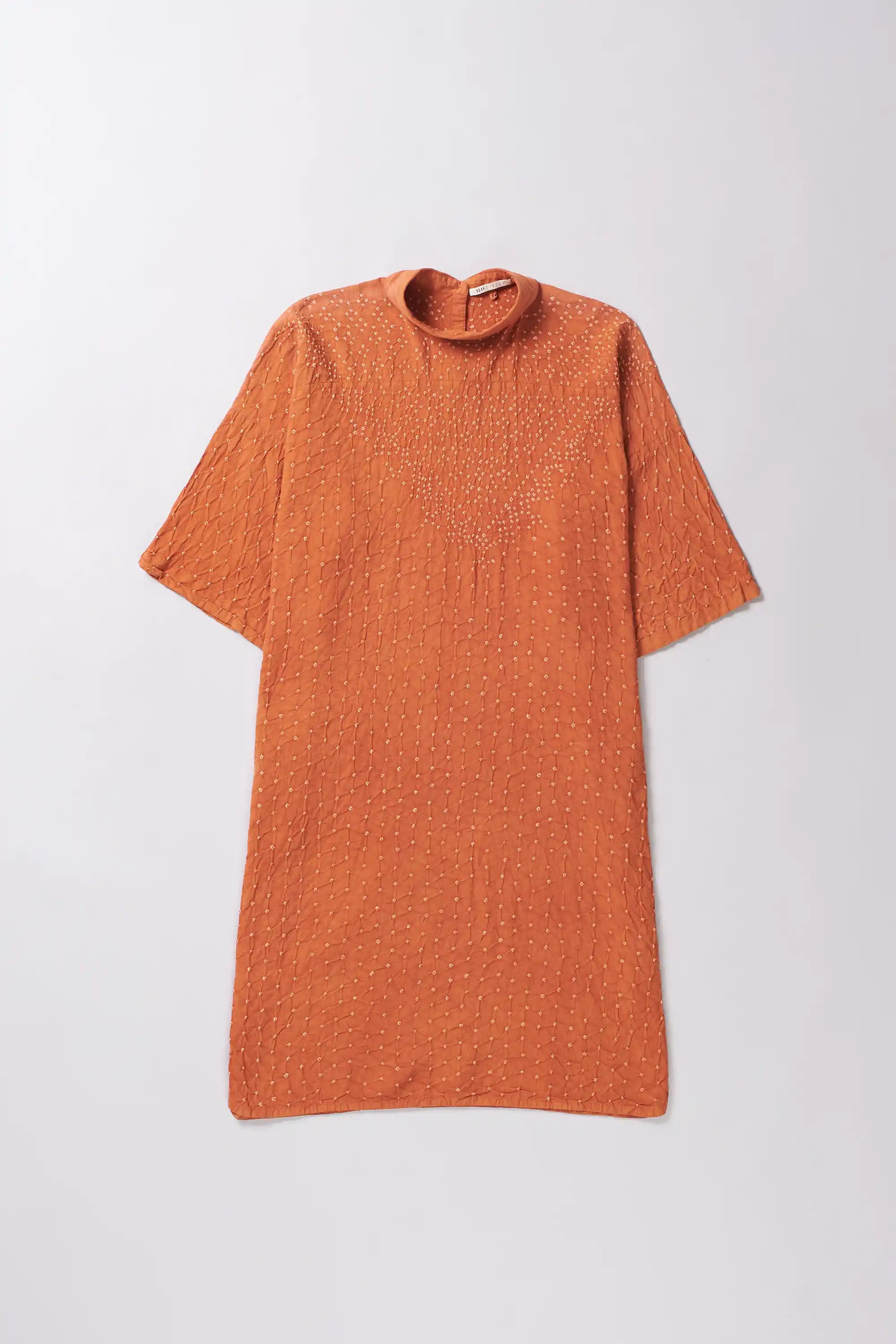 Sunset Orange Cotton Bandhani Dress