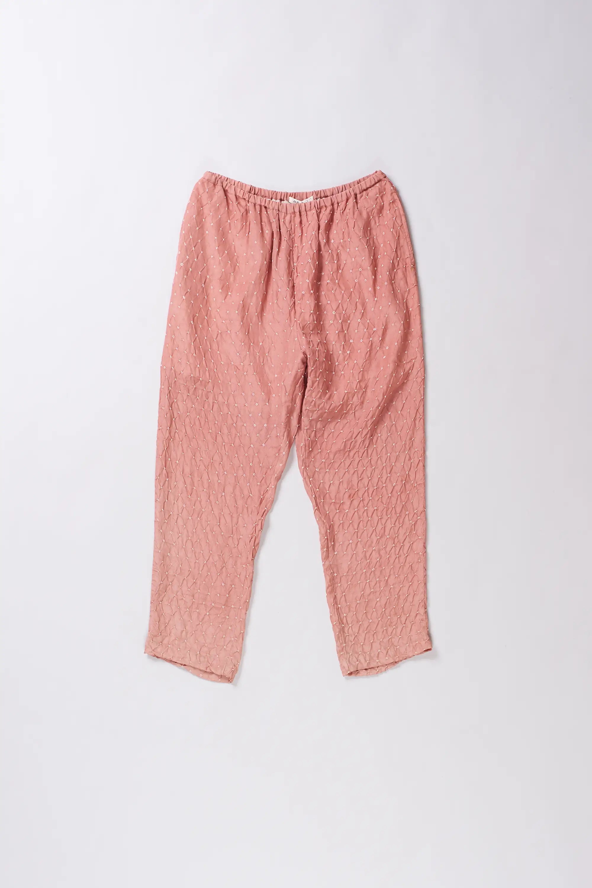 Chalk Pink Silk Trouser With Bandhani