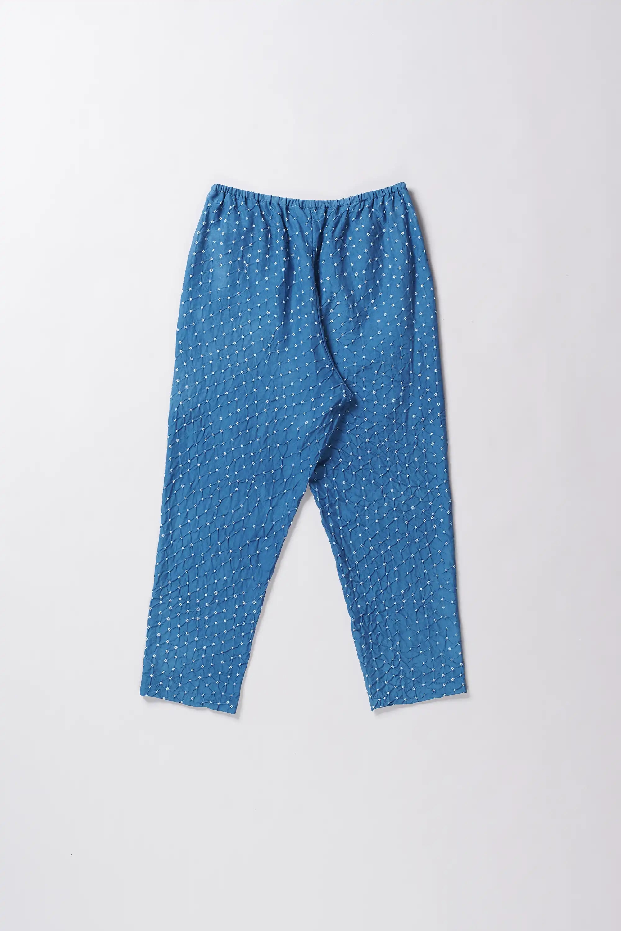 Light Indigo Silk Trouser With Bandhani