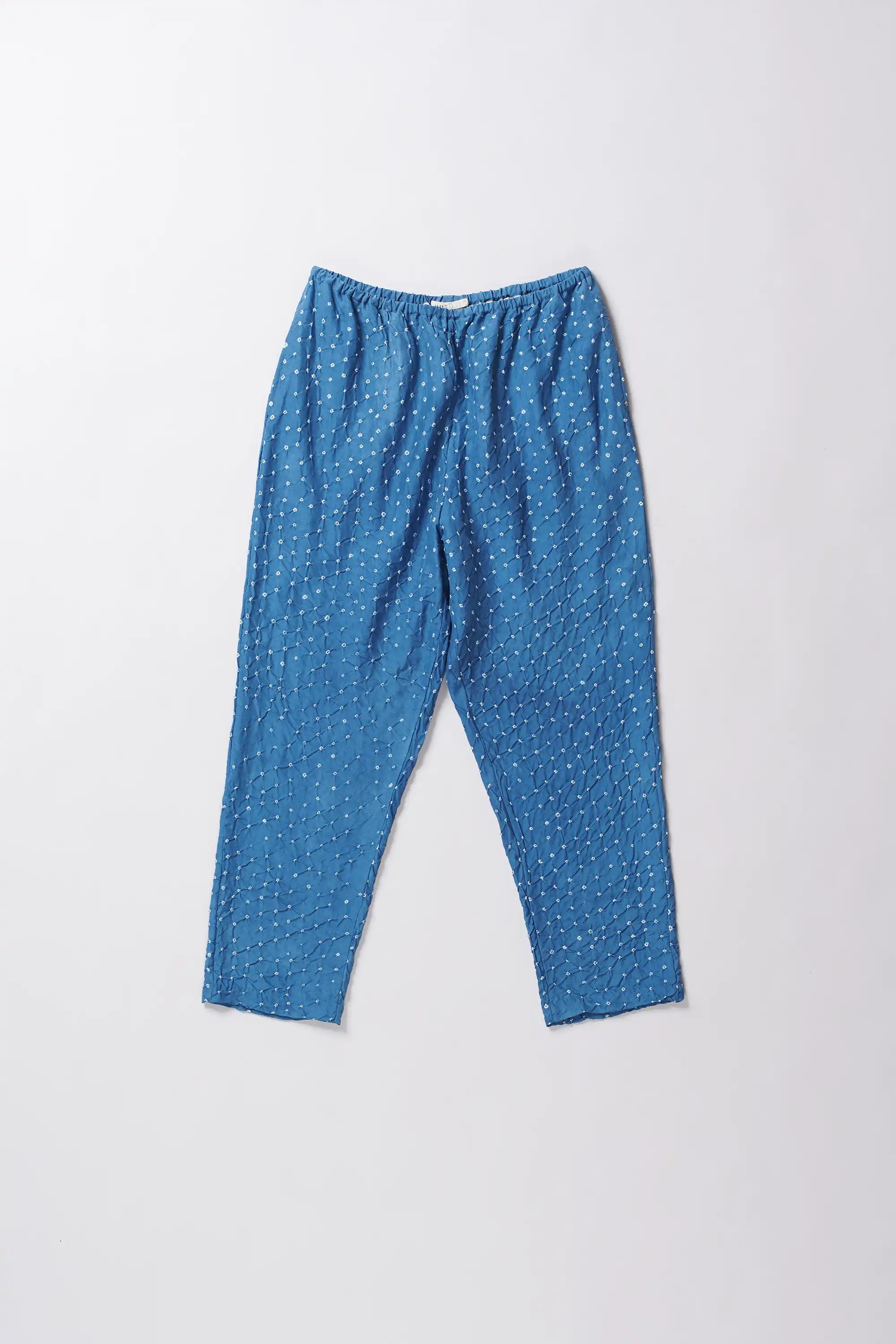 Light Indigo Silk Trouser With Bandhani