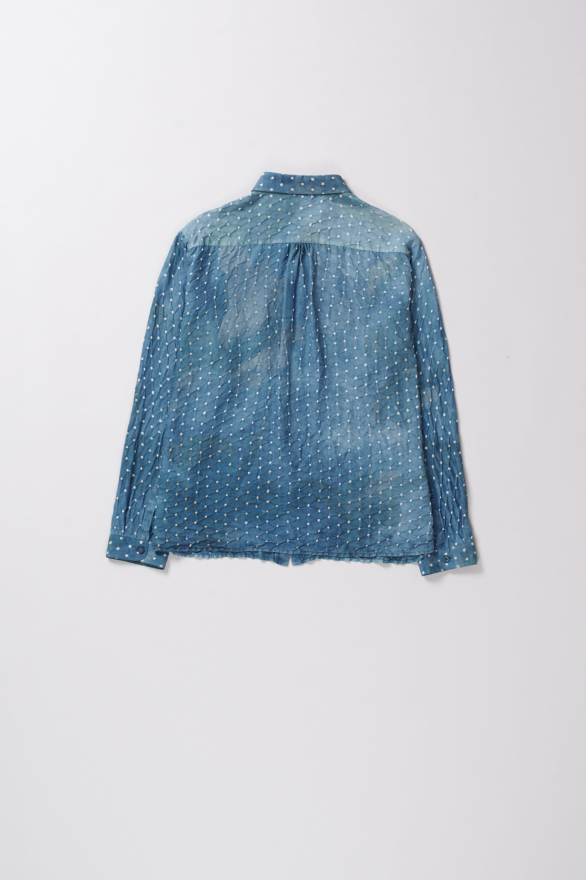 INDIGO SCREEN PRINTED SILK SHIRT