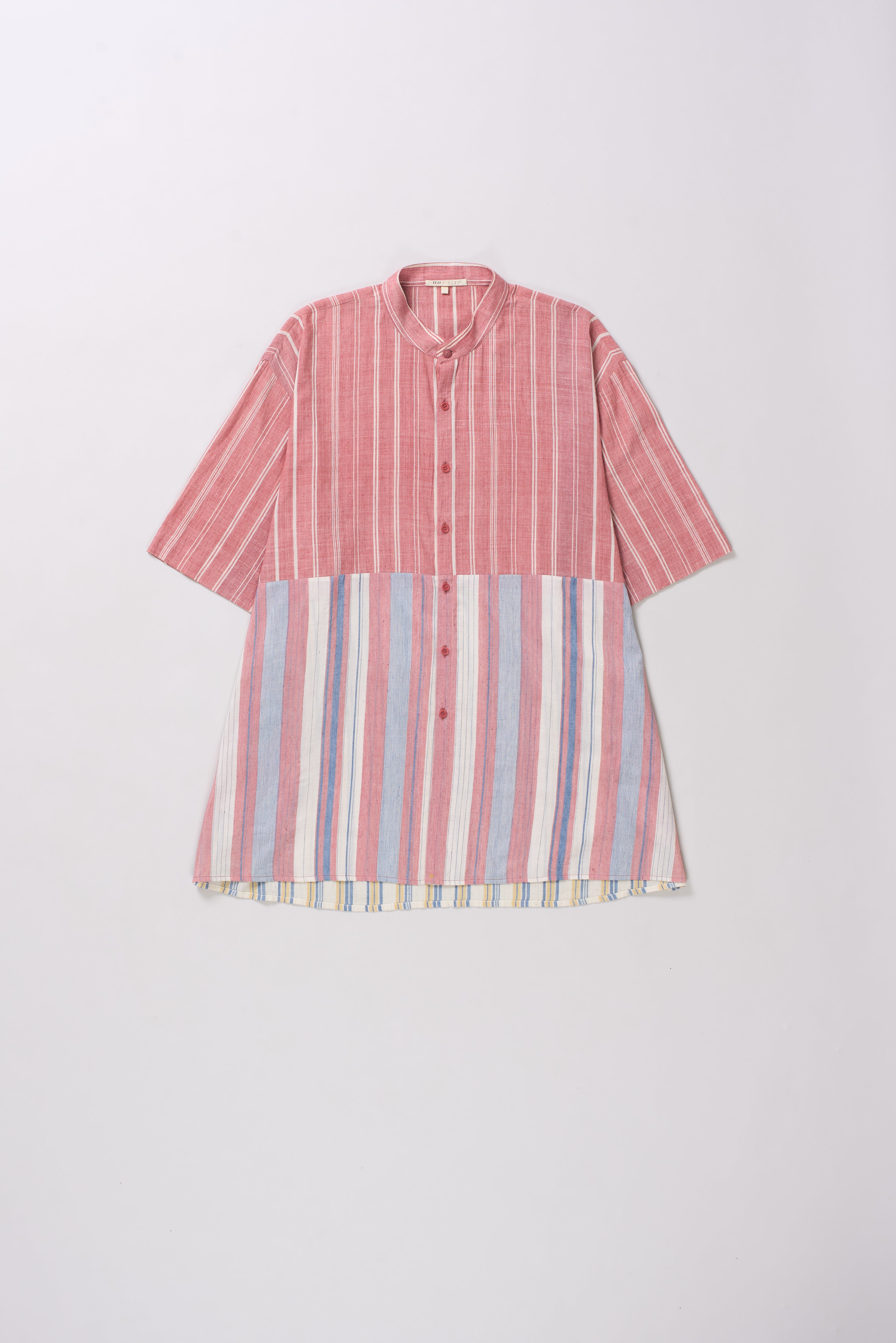 MULTI-COLOUR YARN DYED PATCHWORK STATEMENT SHIRT