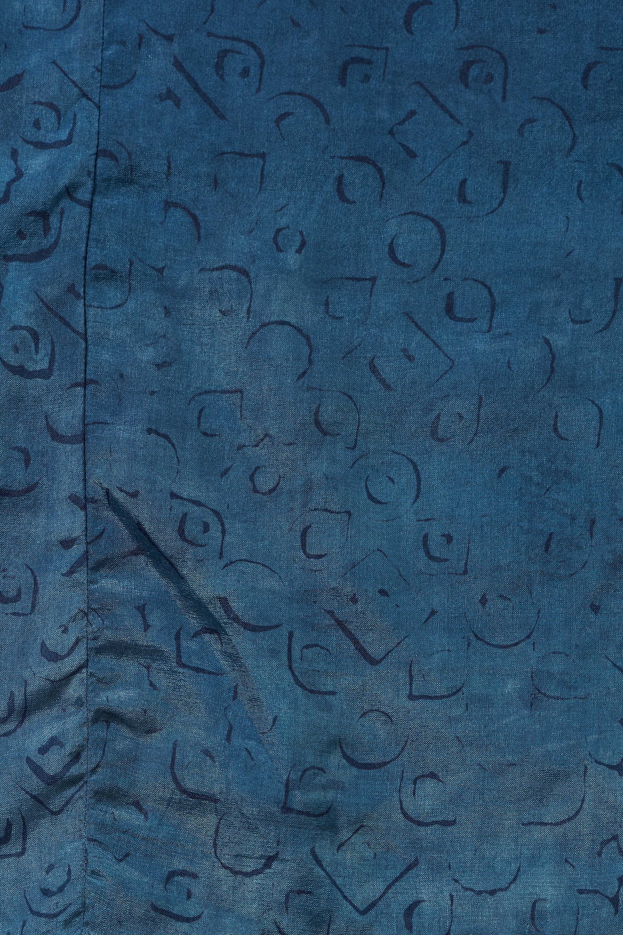 MEDIUM INDIGO BLOCK PRINT SILK DRESS