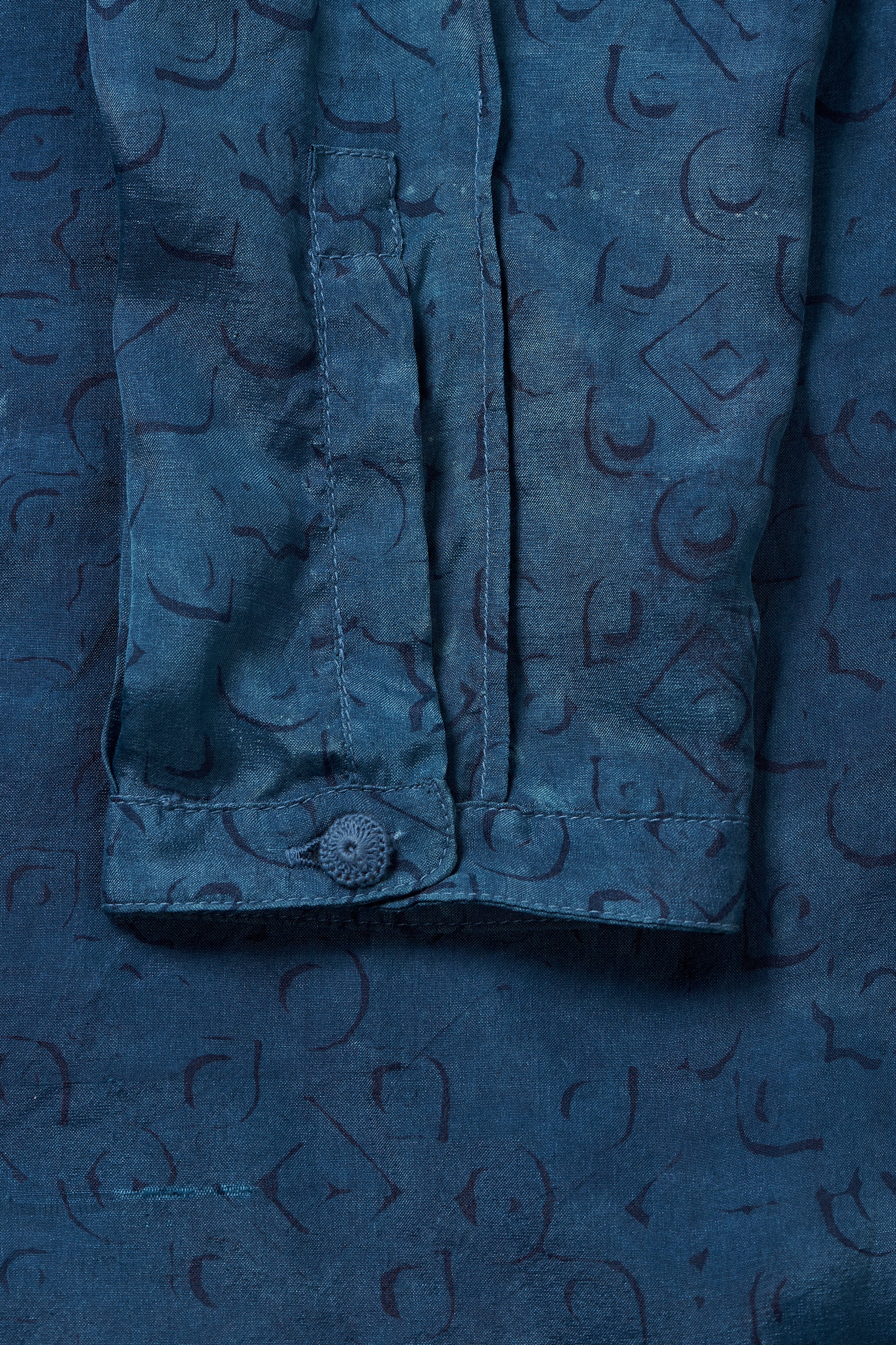 MEDIUM INDIGO BLOCK PRINT SILK DRESS