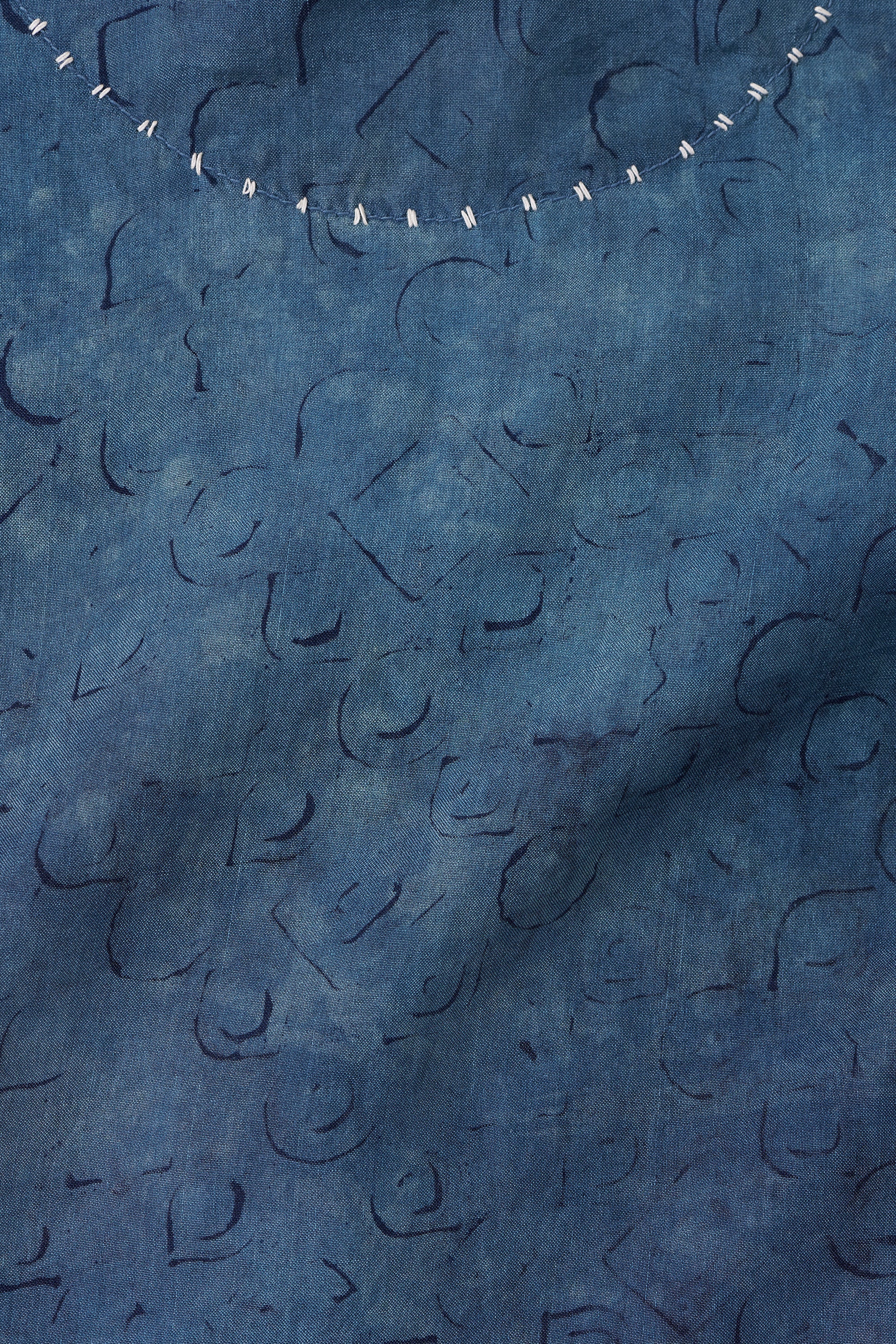 MEDIUM INDIGO BLOCK PRINT SILK DRESS