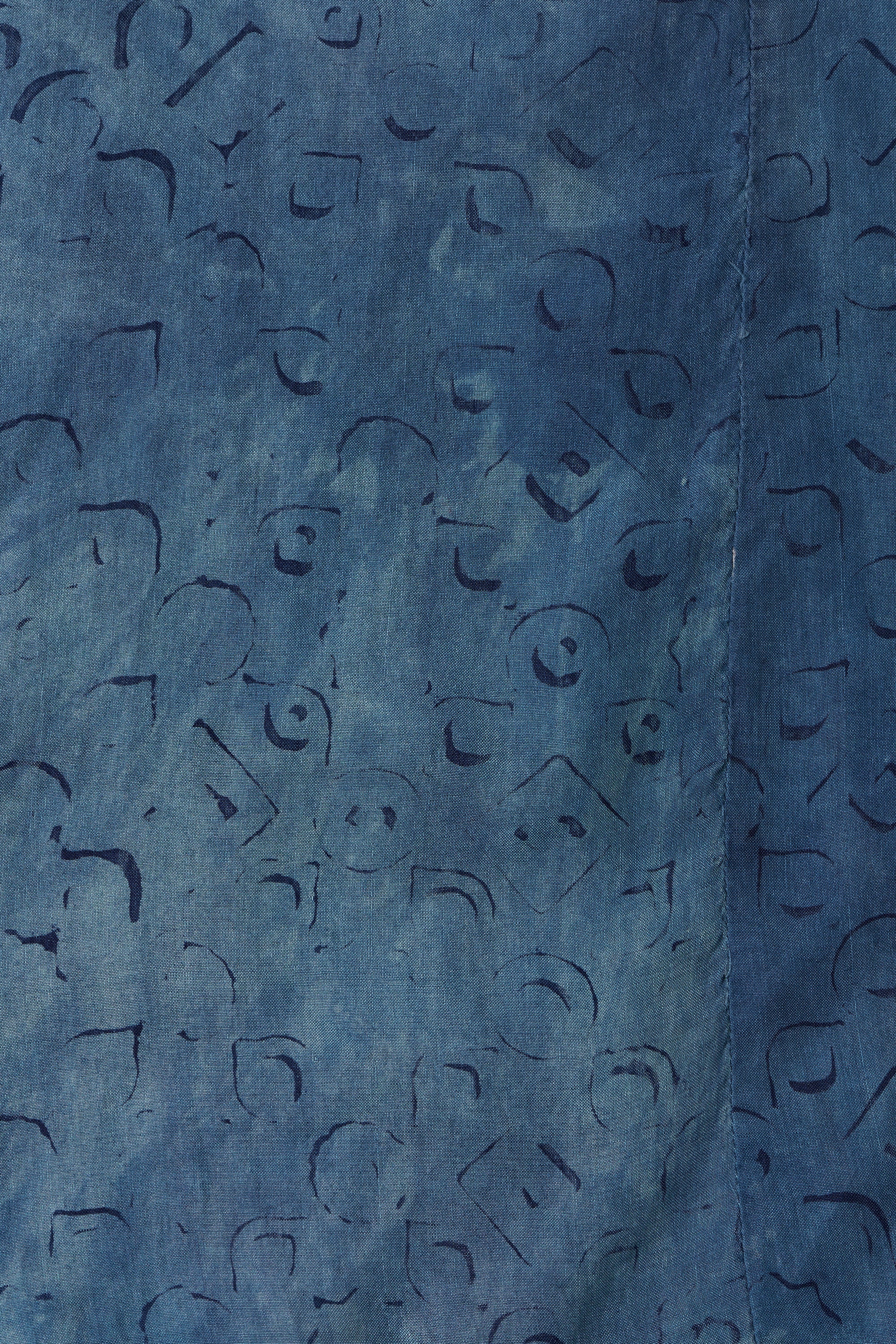 MEDIUM INDIGO BLOCK PRINT SILK DRESS