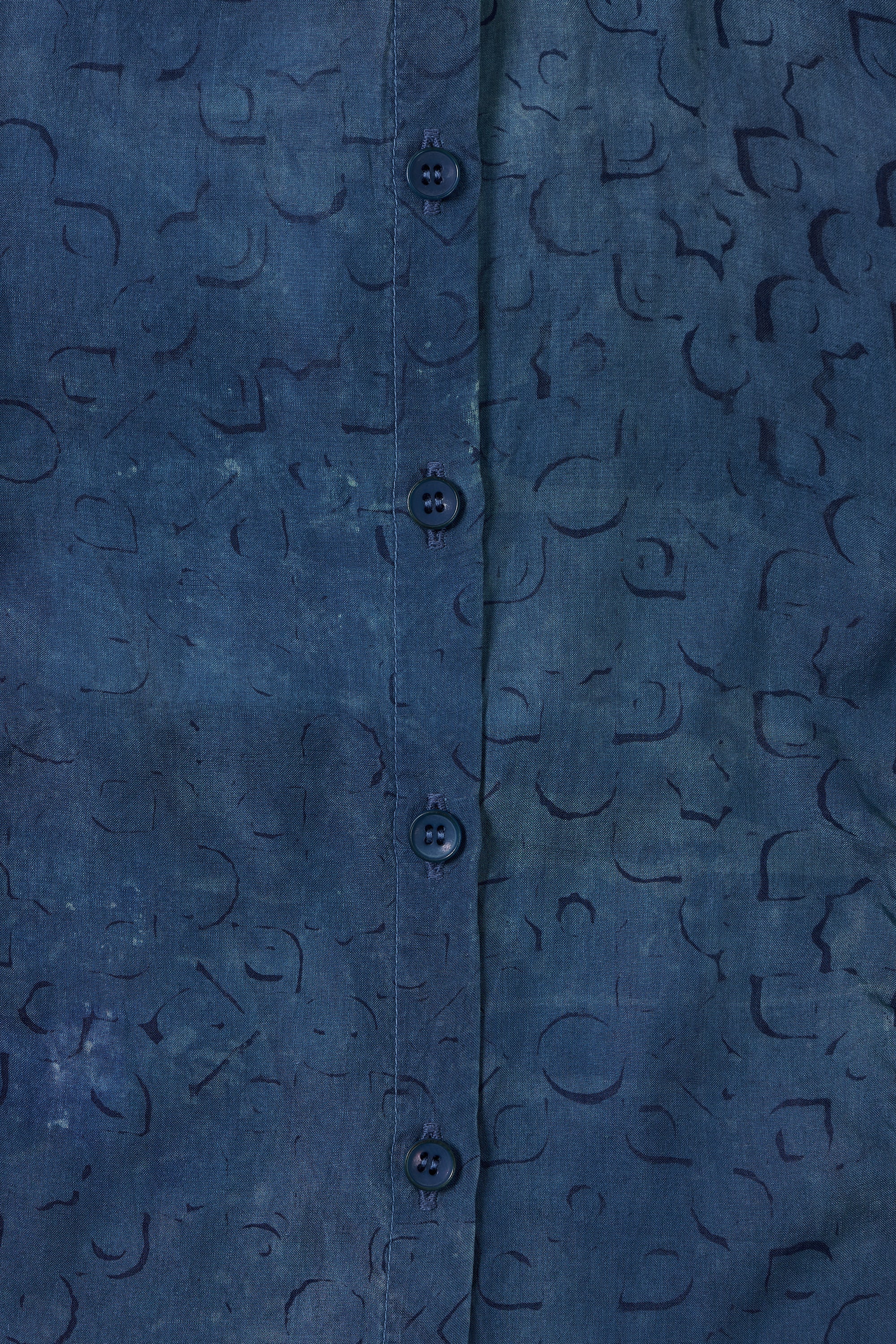 MEDIUM INDIGO BLOCK PRINT SILK DRESS