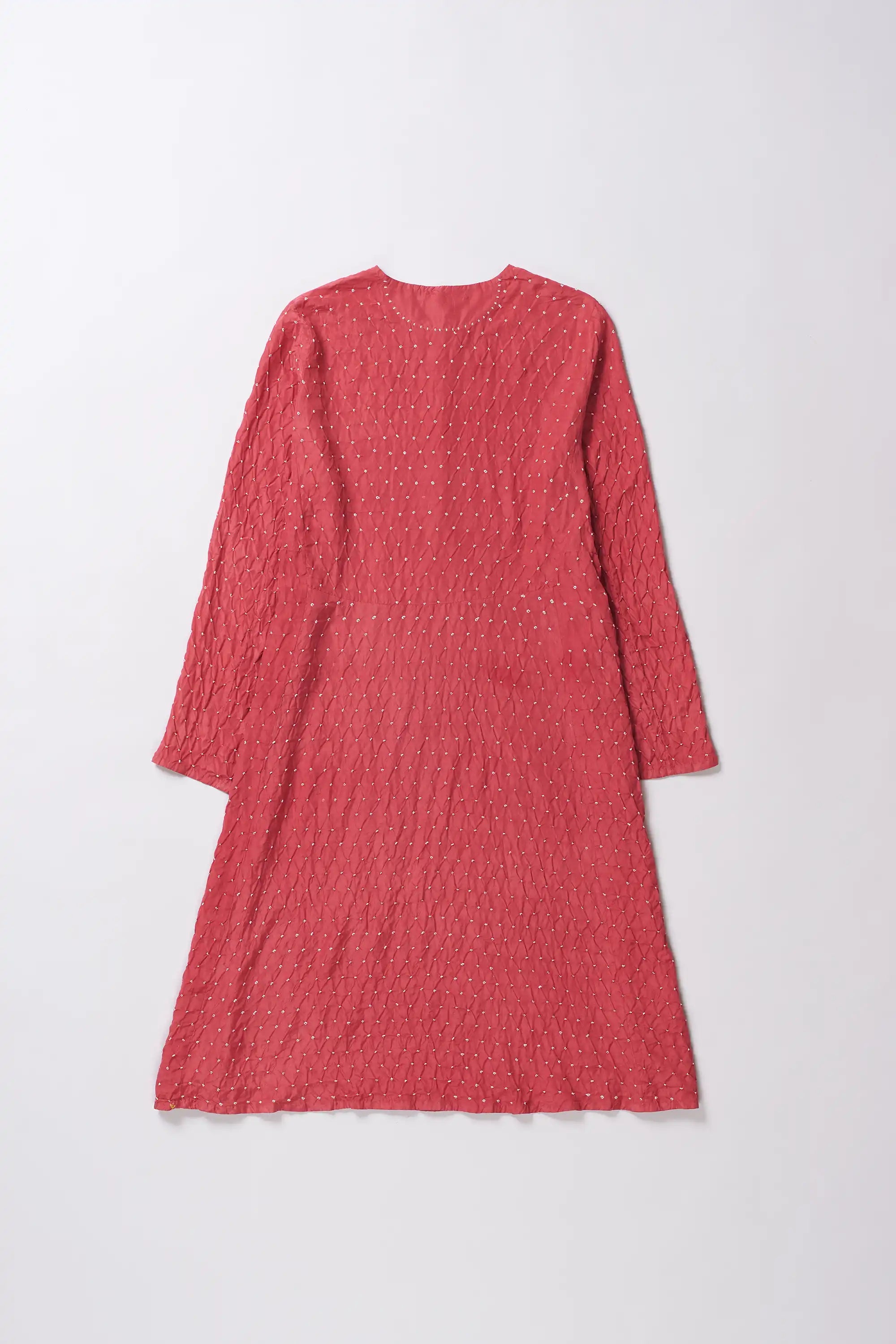 Red Silk Dress With Bandhani