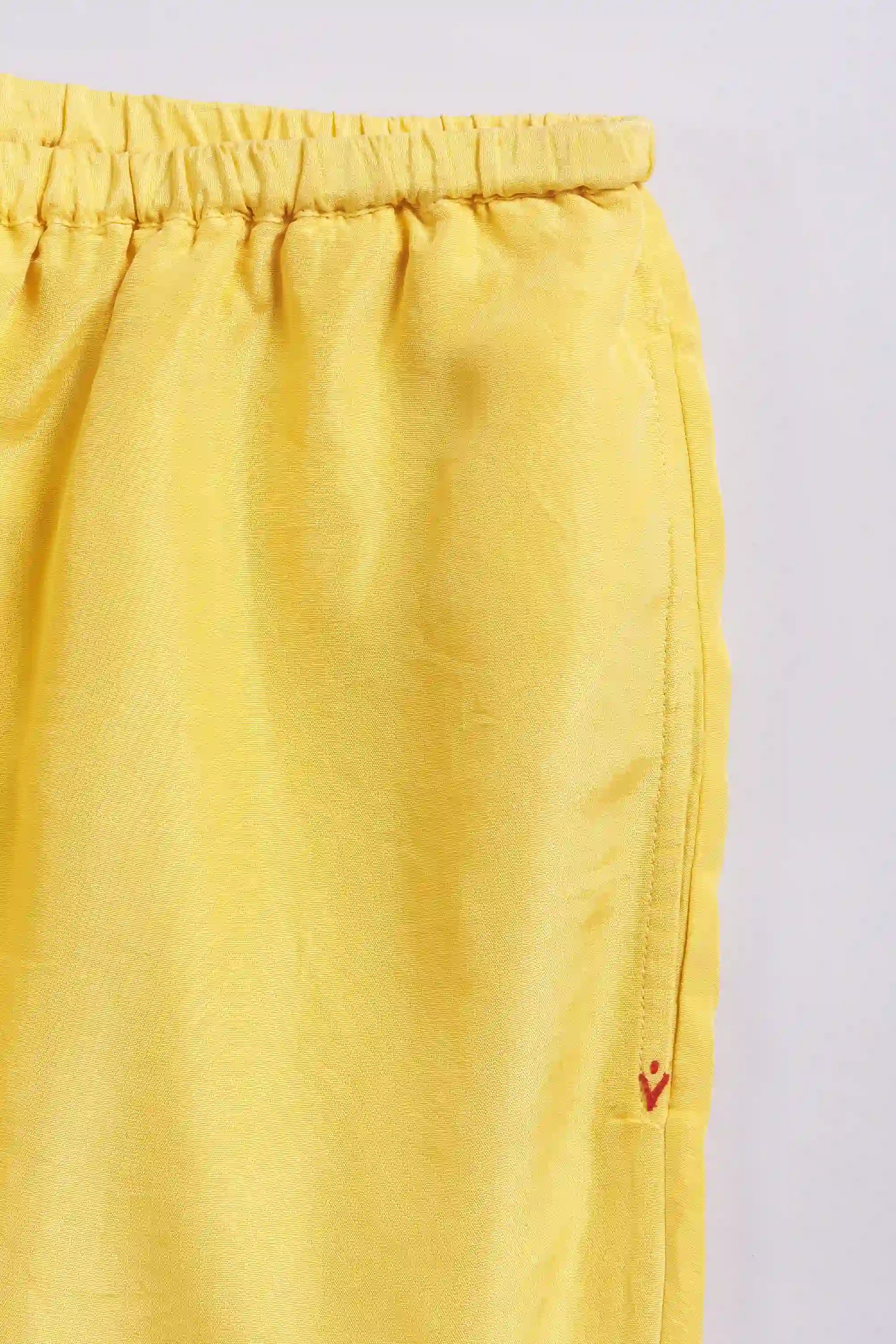 Silk Elastic Pant in Lemon Yellow