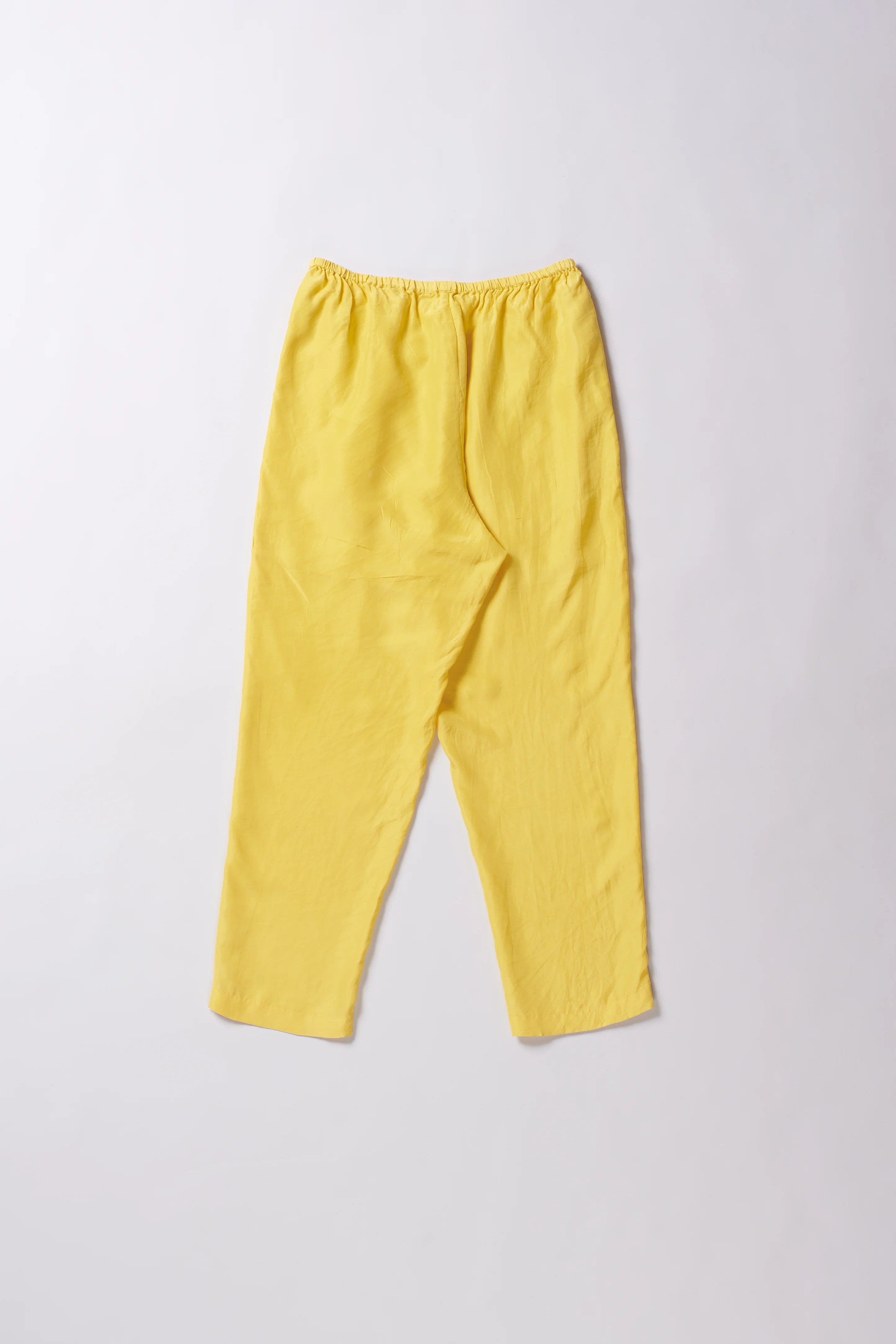 Silk Elastic Pant in Lemon Yellow