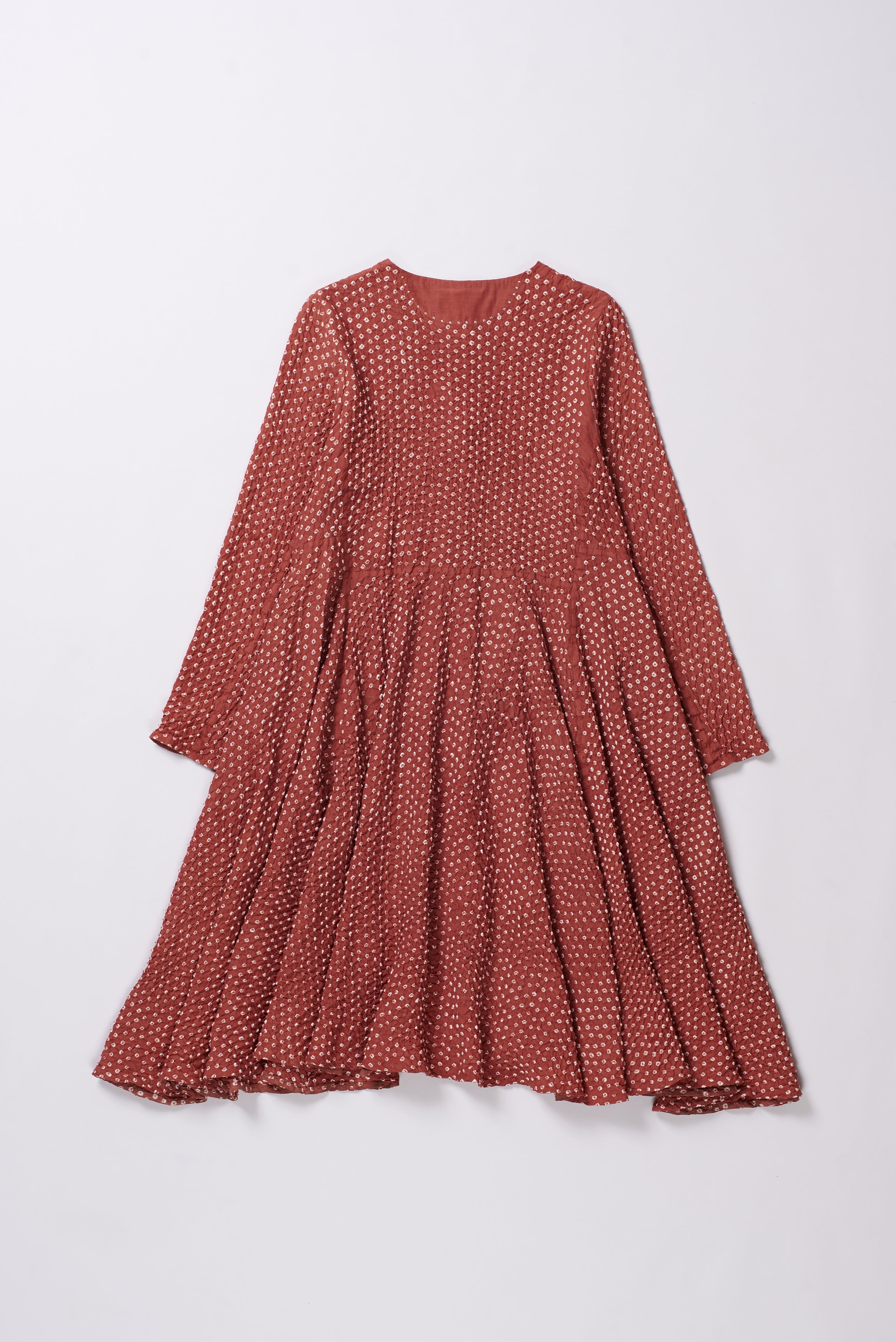 Orange Rust Bandhani Dress