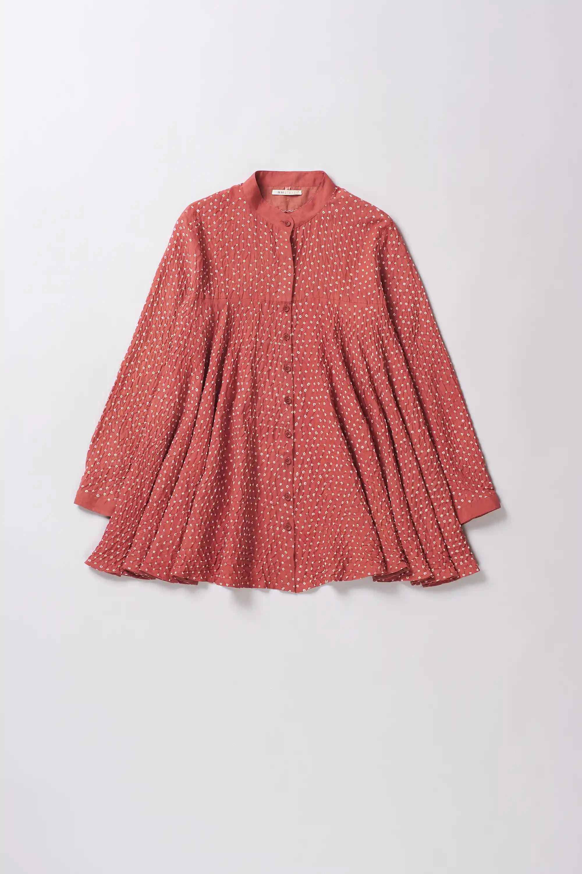 Rouge Pink Flared Cotton Silk Women Shirt