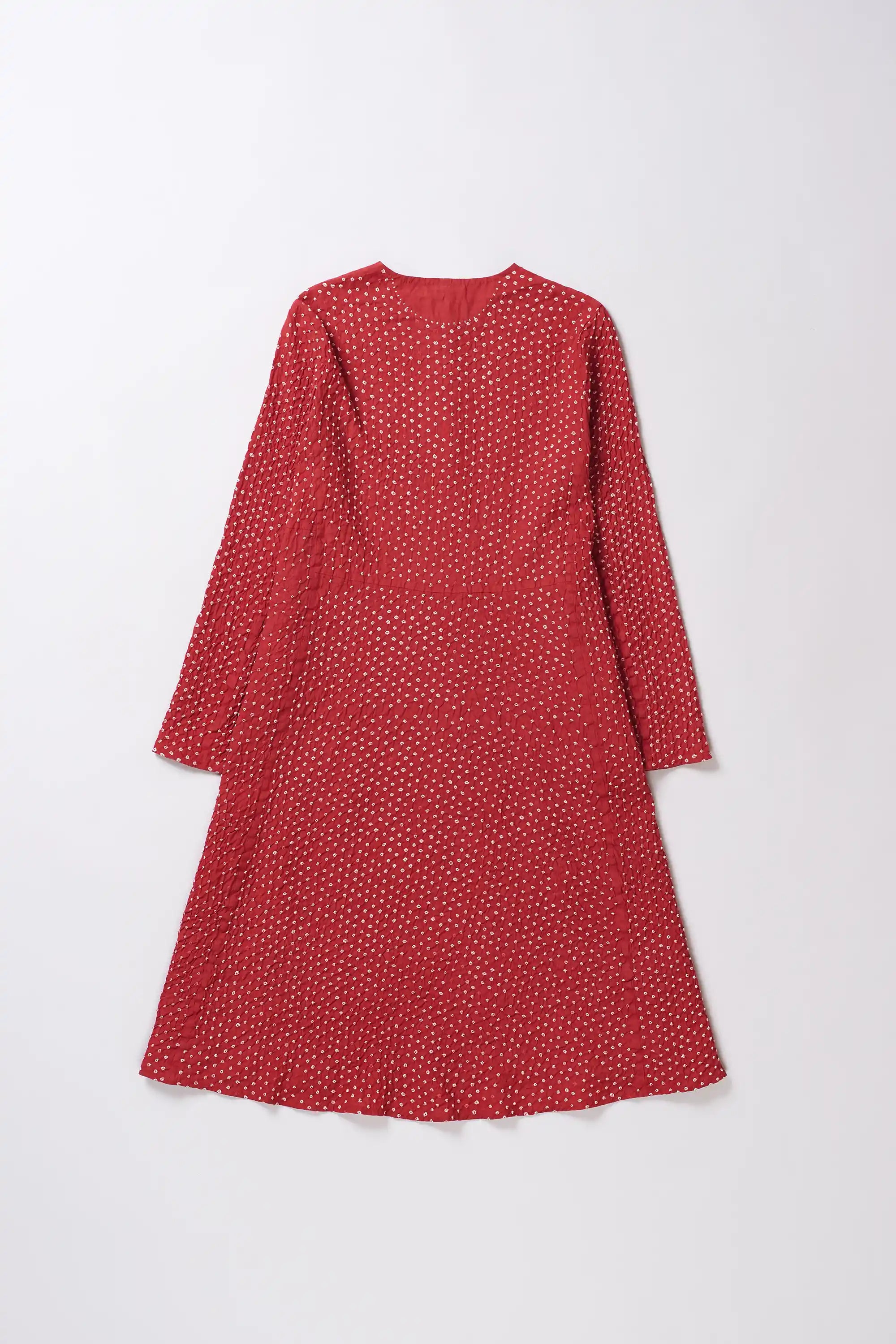 Red Colour Cotton Women Dress With Bandhani