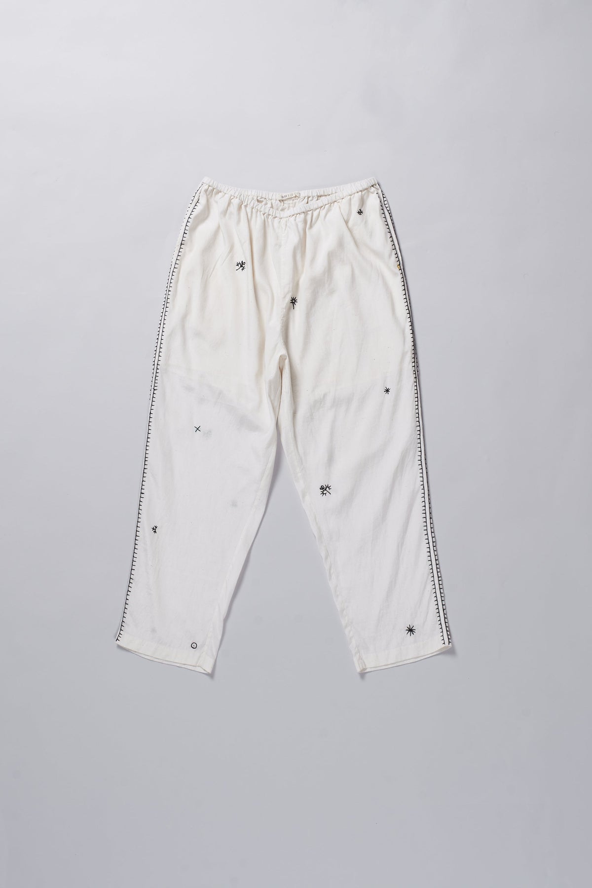 ECRU WITH HAND EMBROIDERY COTTON SILK PANTS