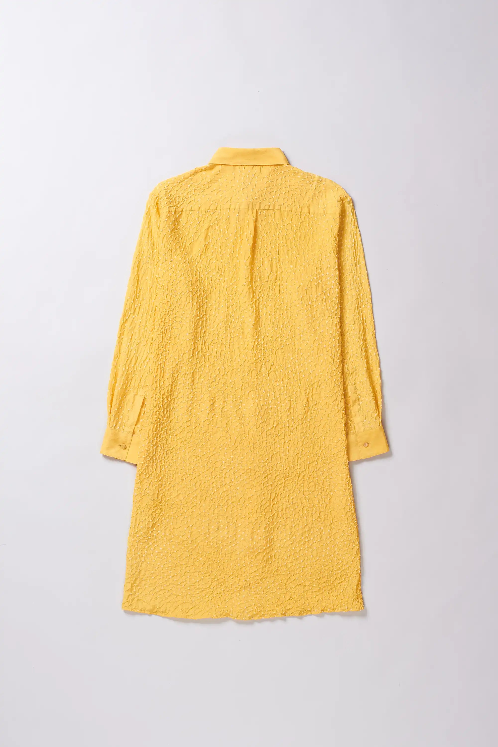 Lemon Yellow Bandhani Shirt Dress