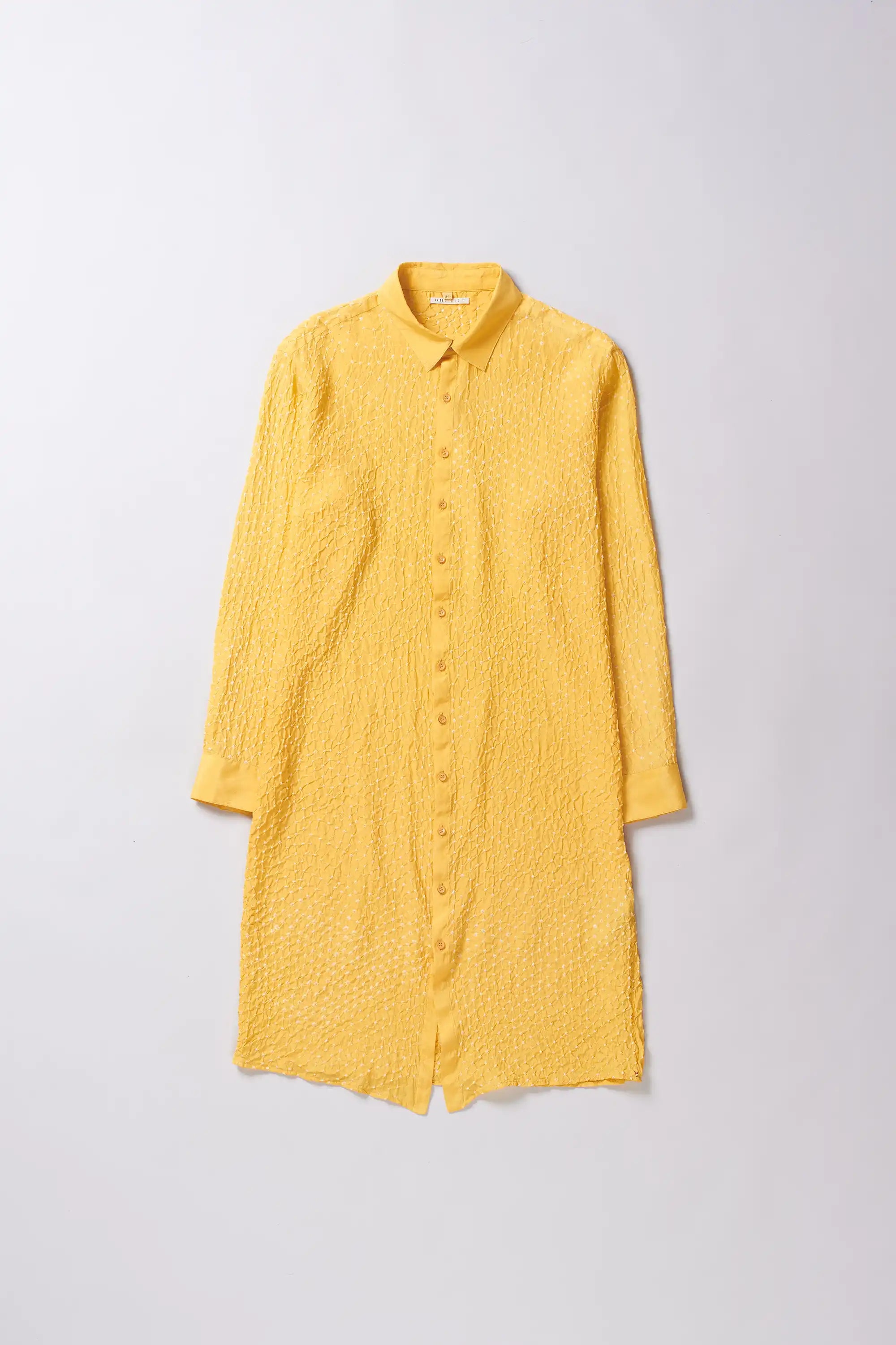 Lemon Yellow Bandhani Shirt Dress