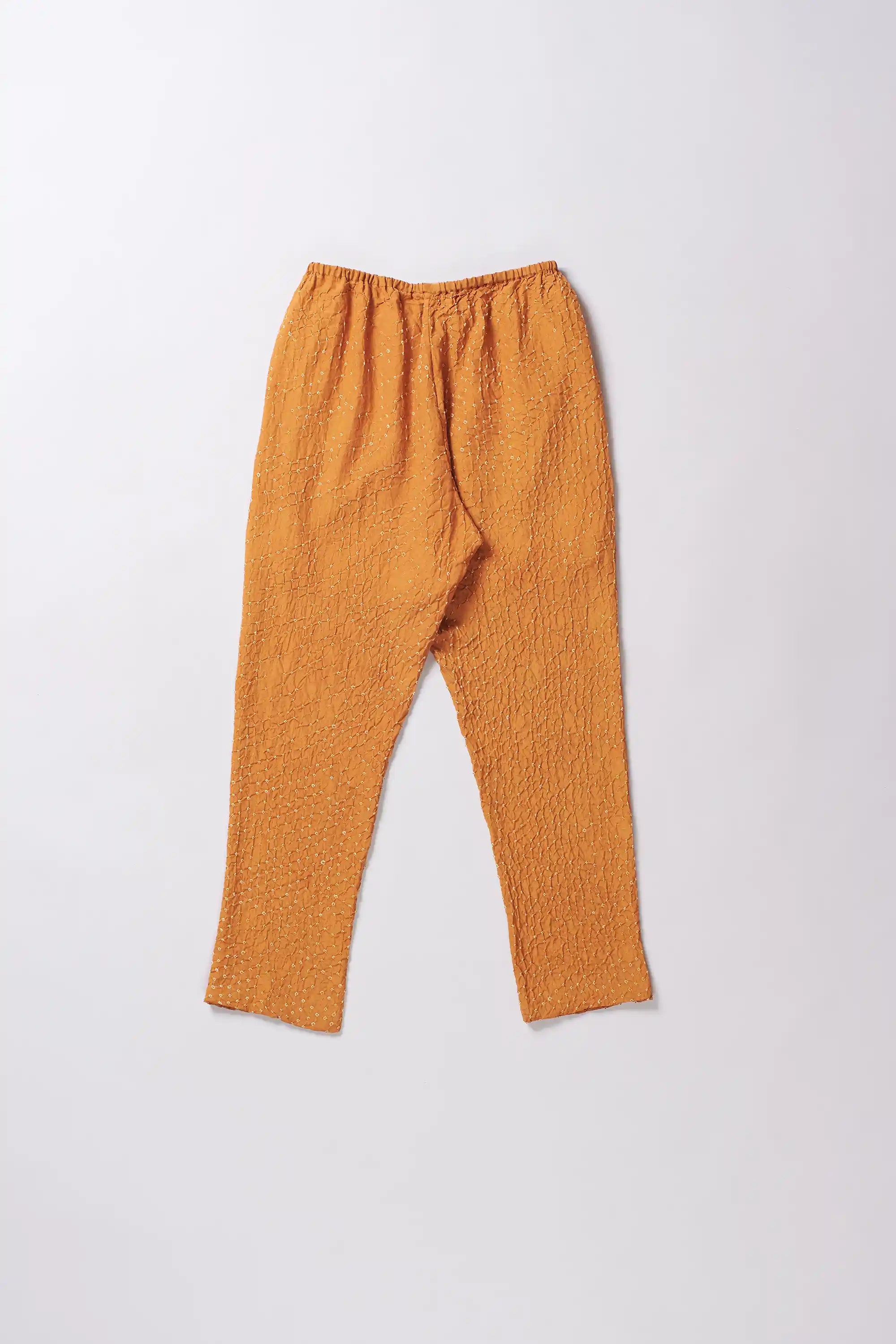 Mustard Yellow Silk With Bandhani Trouser