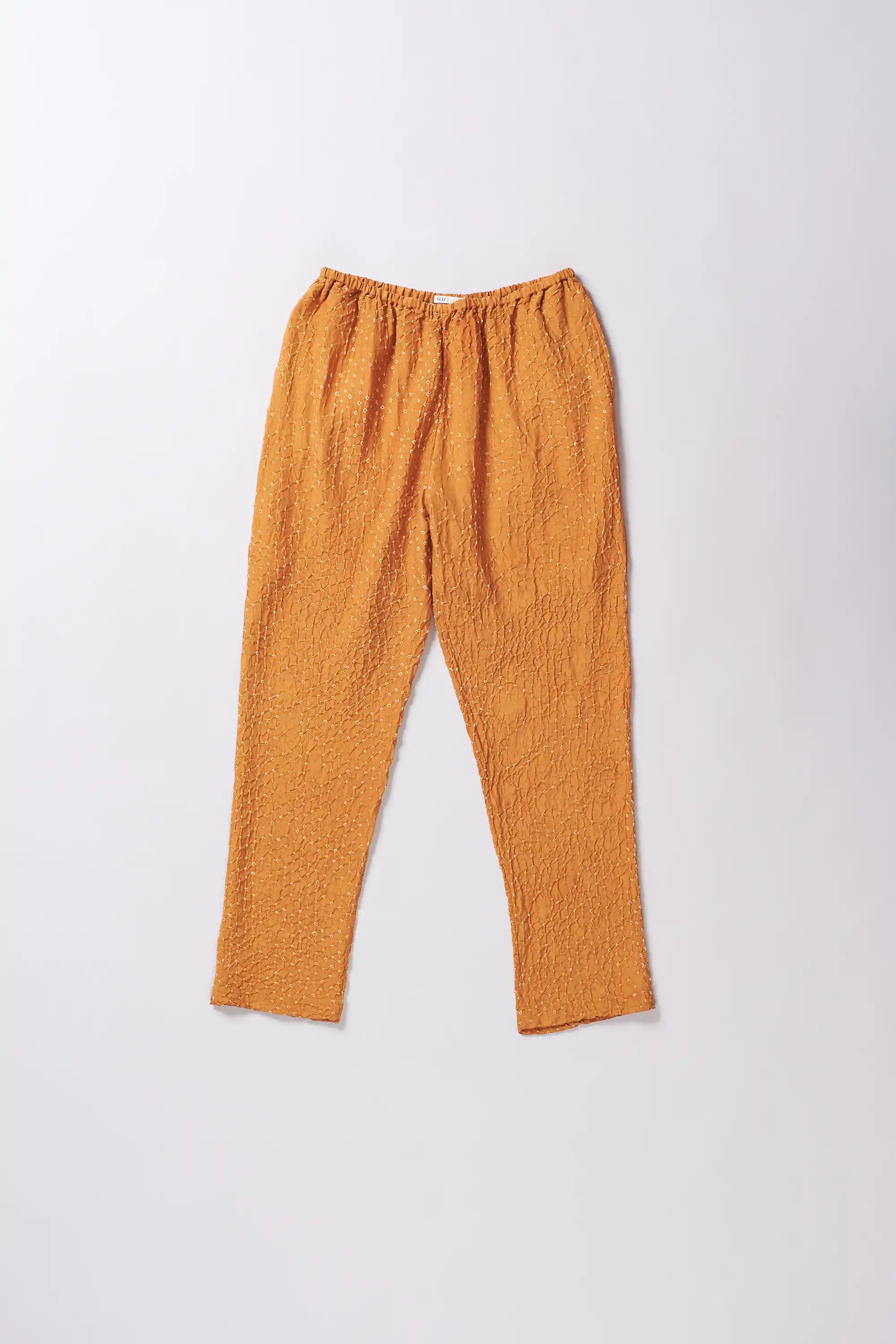 Mustard Yellow Silk With Bandhani Trouser