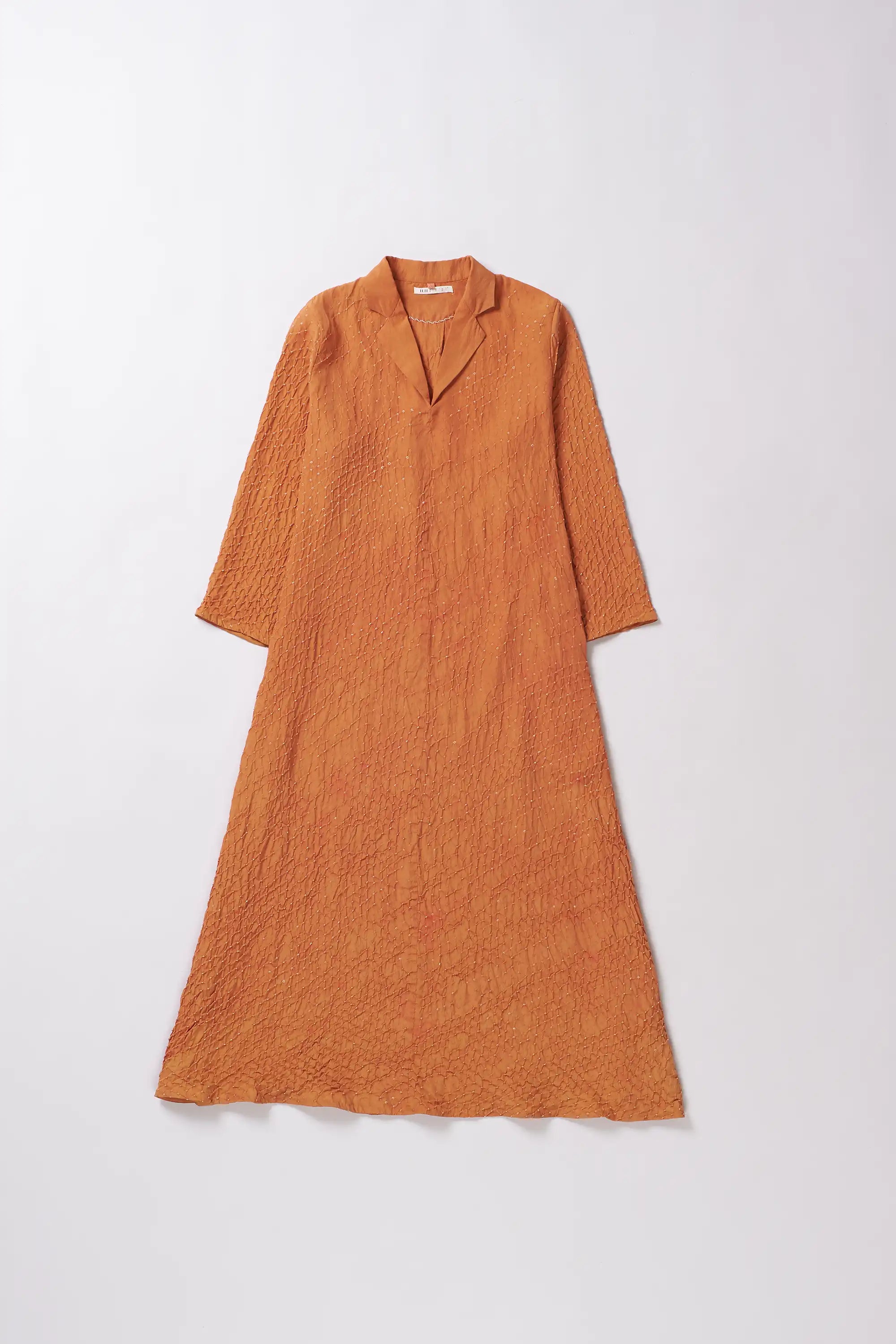 Sunset Orange Silk Bandhani Dress