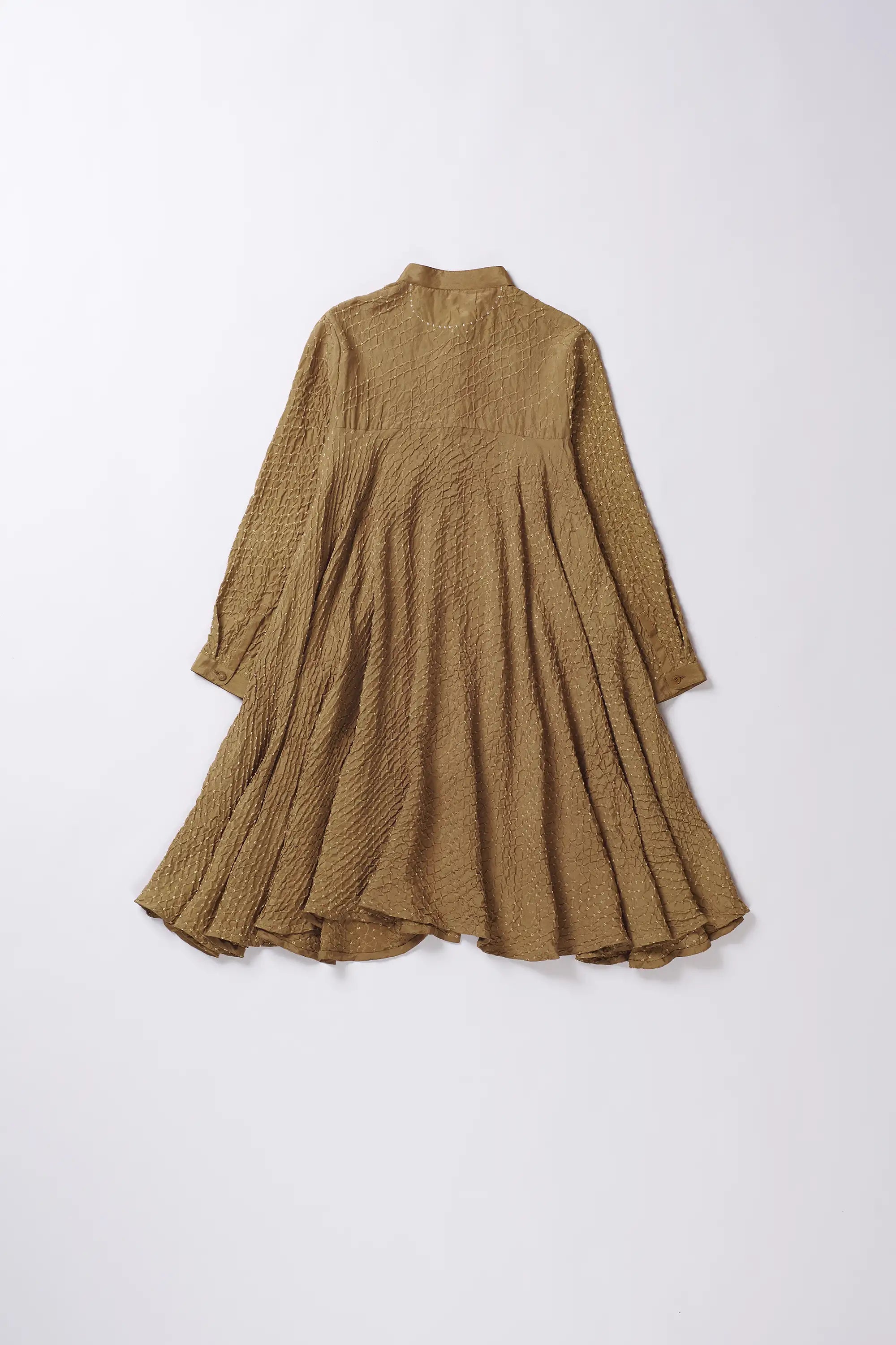 Filter Coffee Silk Bandhani Women Flared Dress