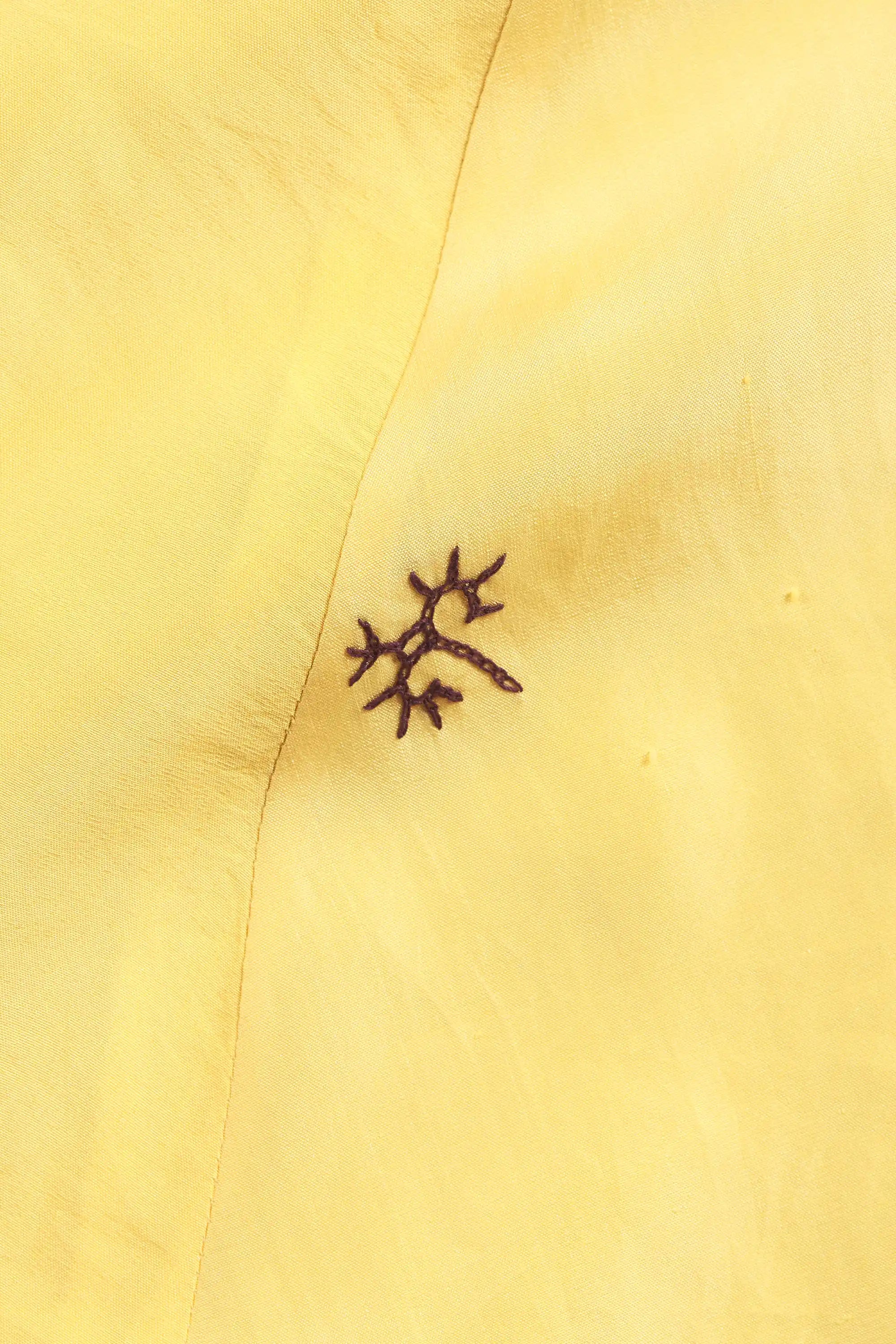 Lemon Yellow Hand Embroidered Silk Dress