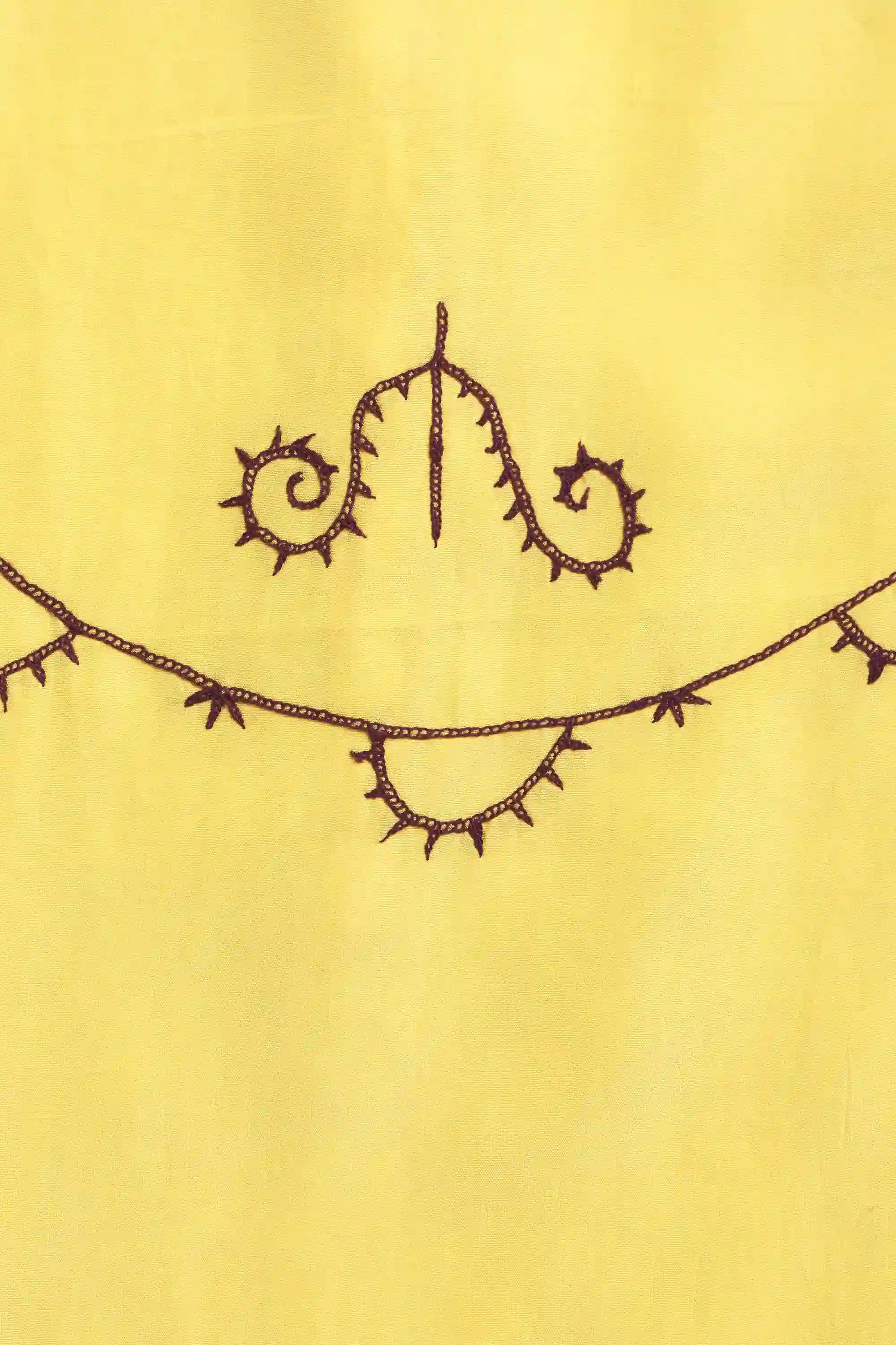 Lemon Yellow Hand Embroidered Silk Dress