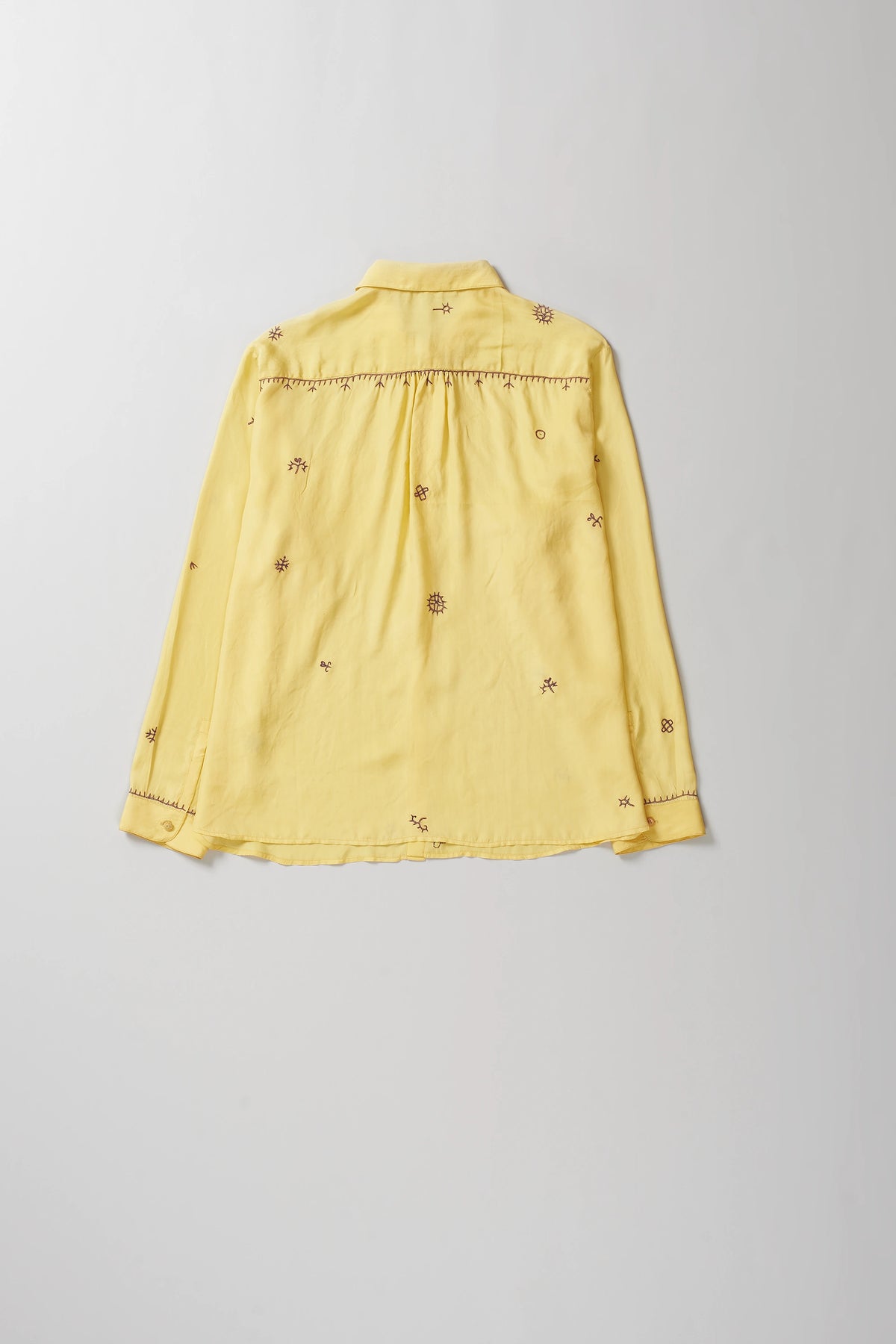 Relaxed Fit Shirt Embroidered Dyed in Bright Yellow