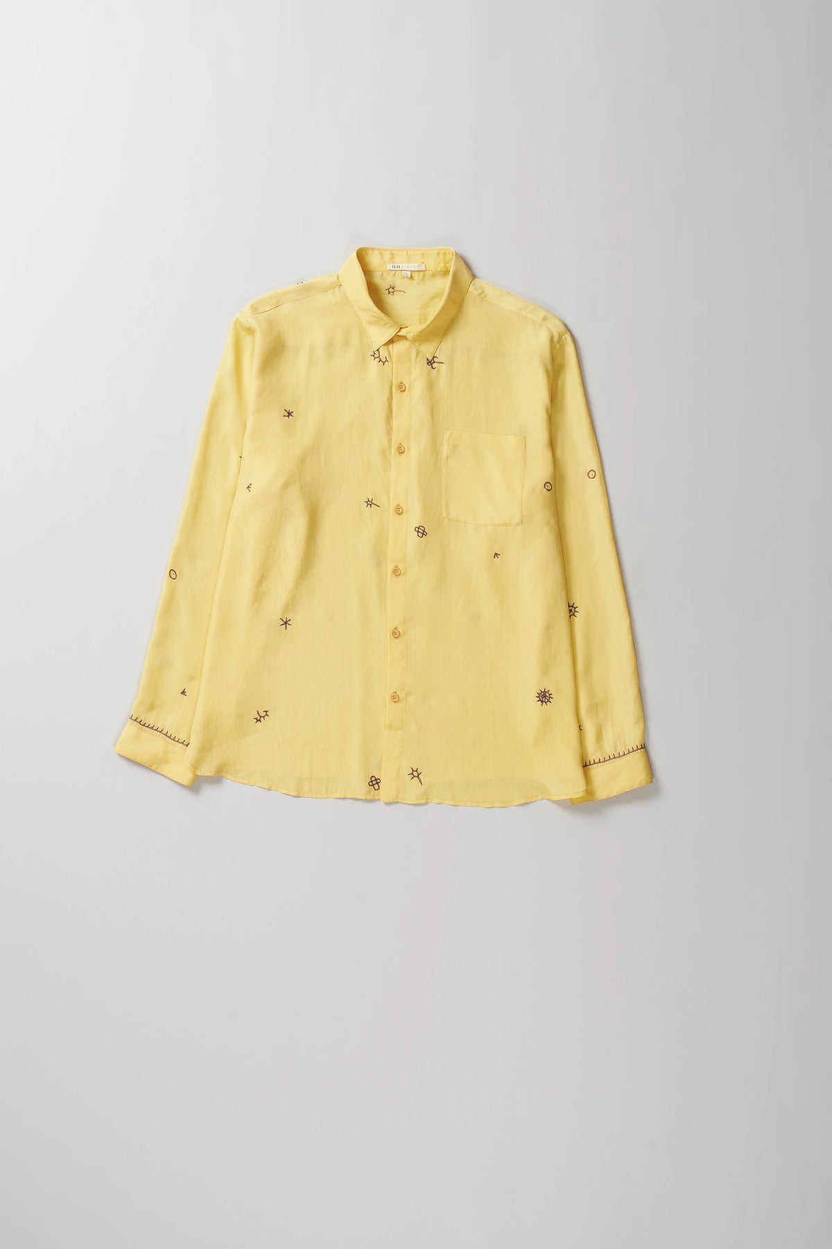 Relaxed Fit Shirt Embroidered Dyed in Bright Yellow