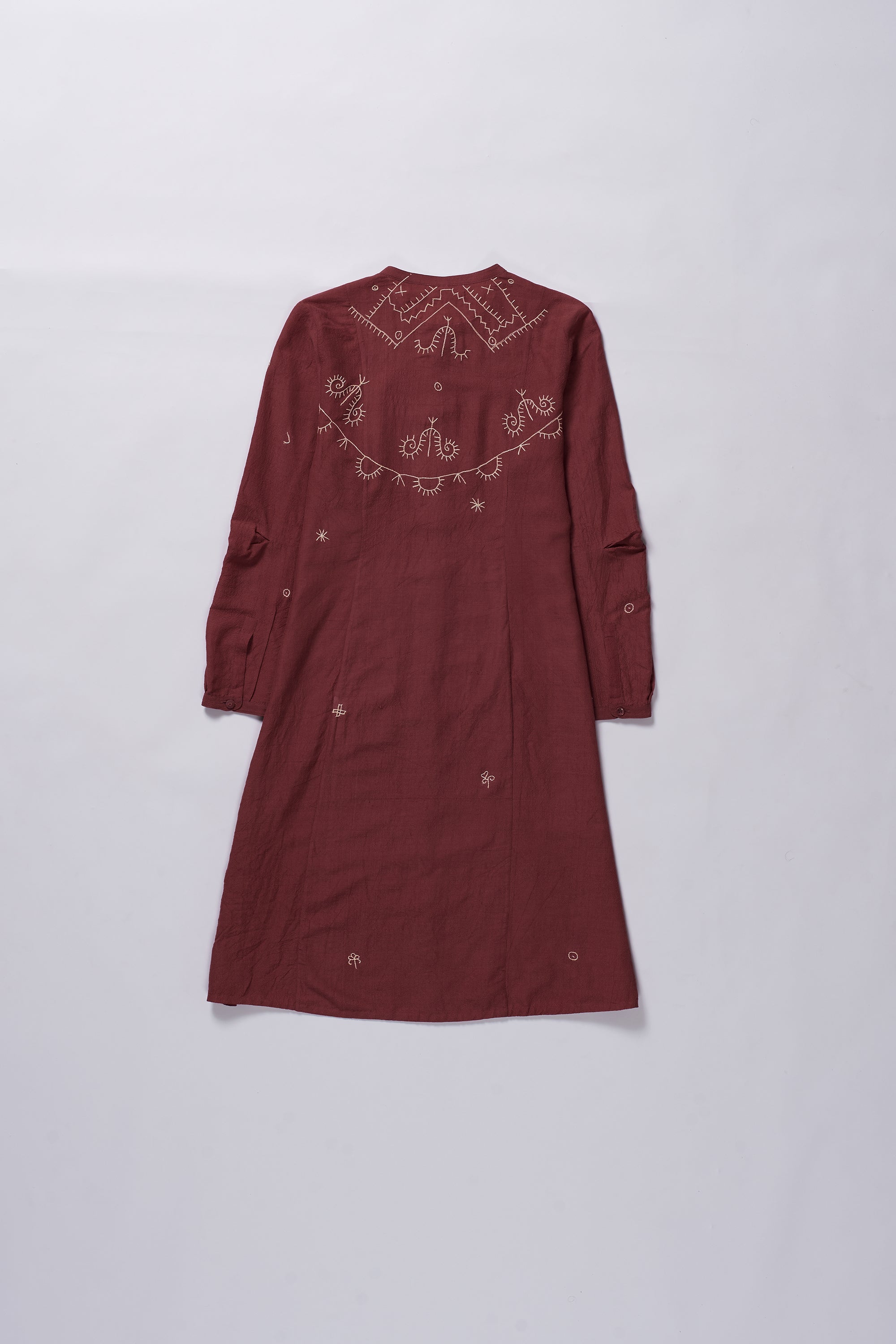 CRIMSON PINK HAND EMBROIDERED DRESS