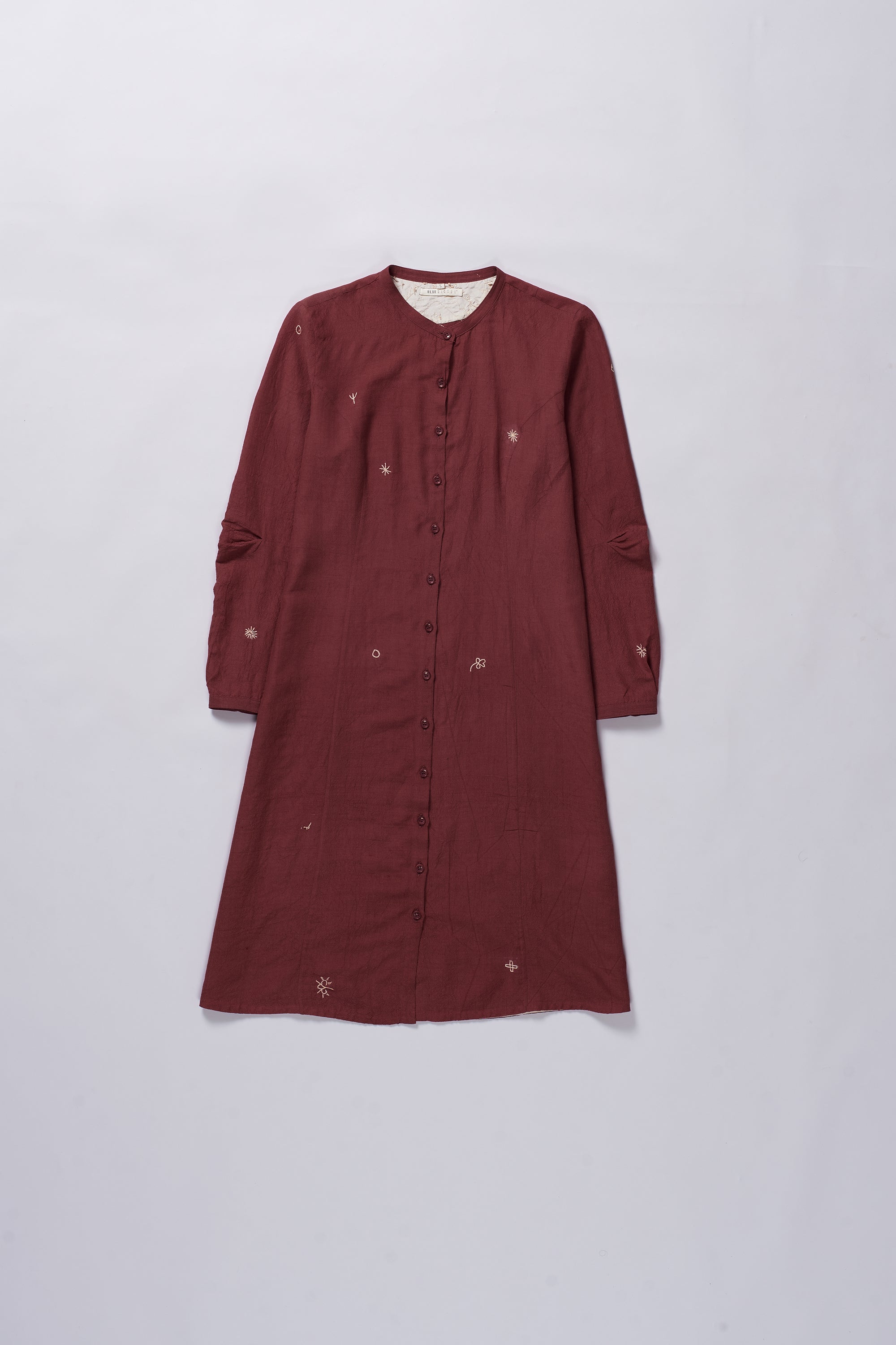 CRIMSON PINK HAND EMBROIDERED DRESS