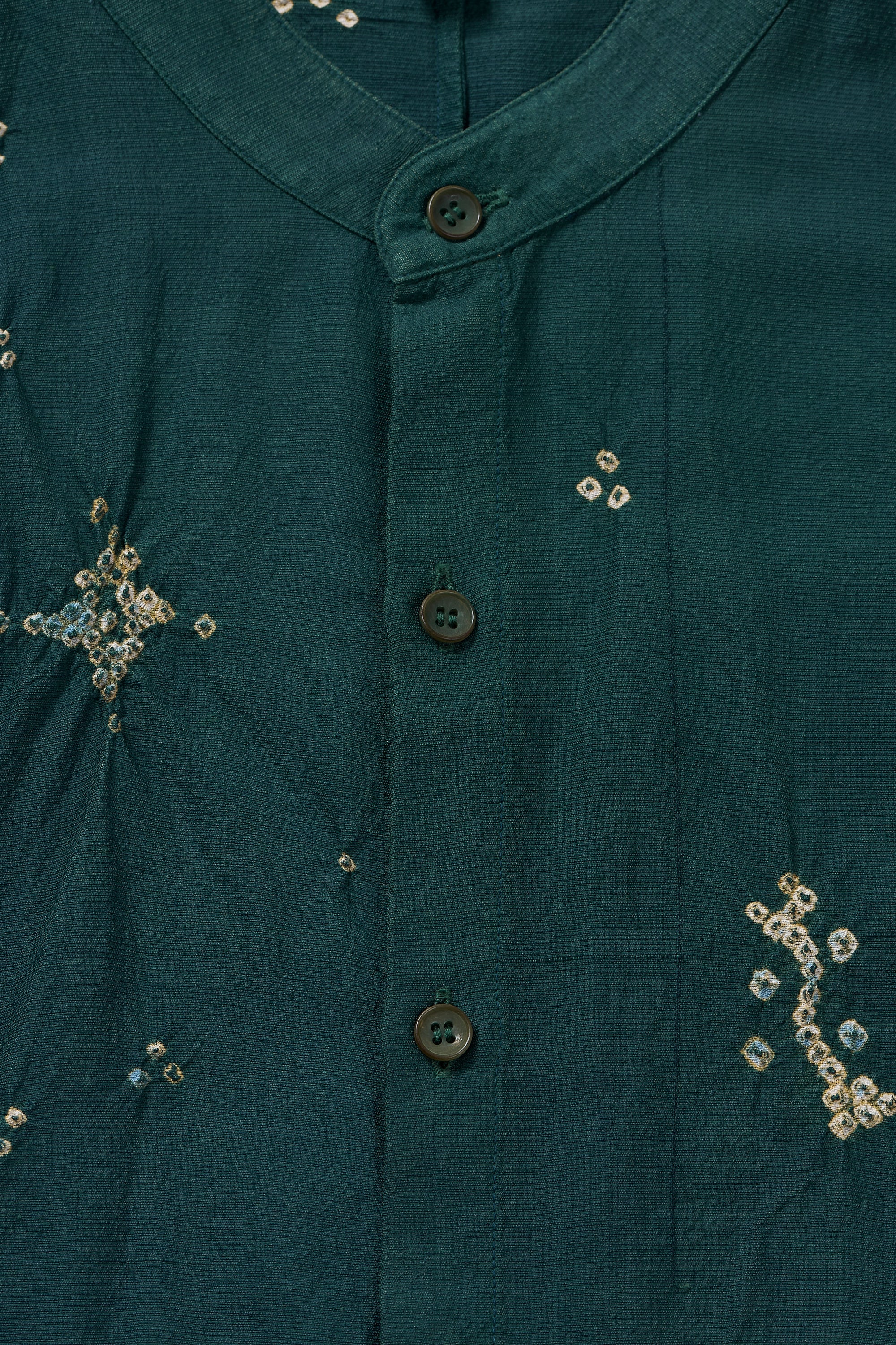 BOTTLE GREEN BANDHANI SHIRT