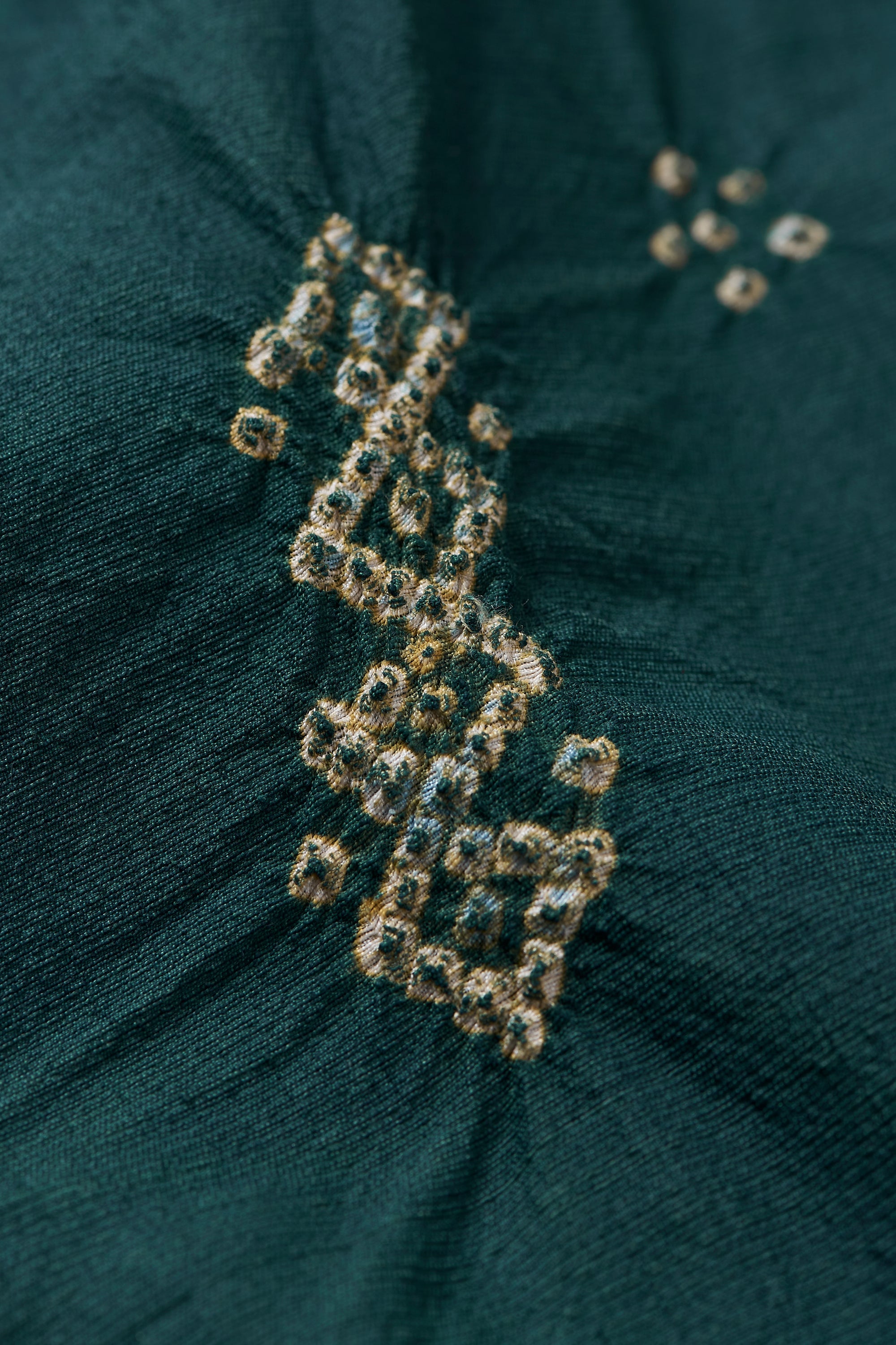 BOTTLE GREEN BANDHANI SHIRT