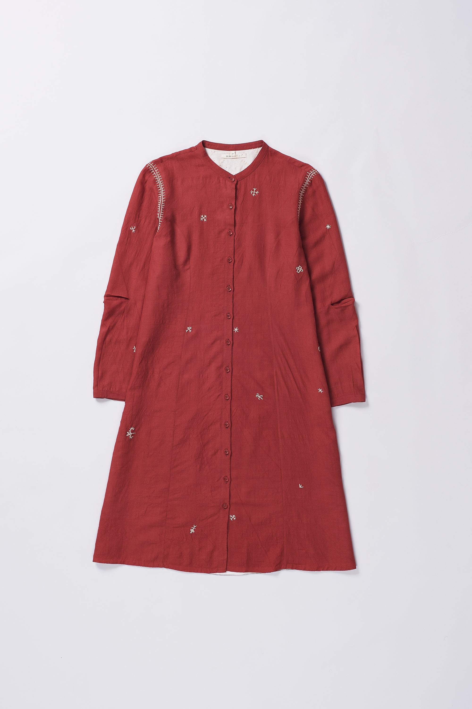 CRIMSON PINK HAND EMBROIDERED DRESS