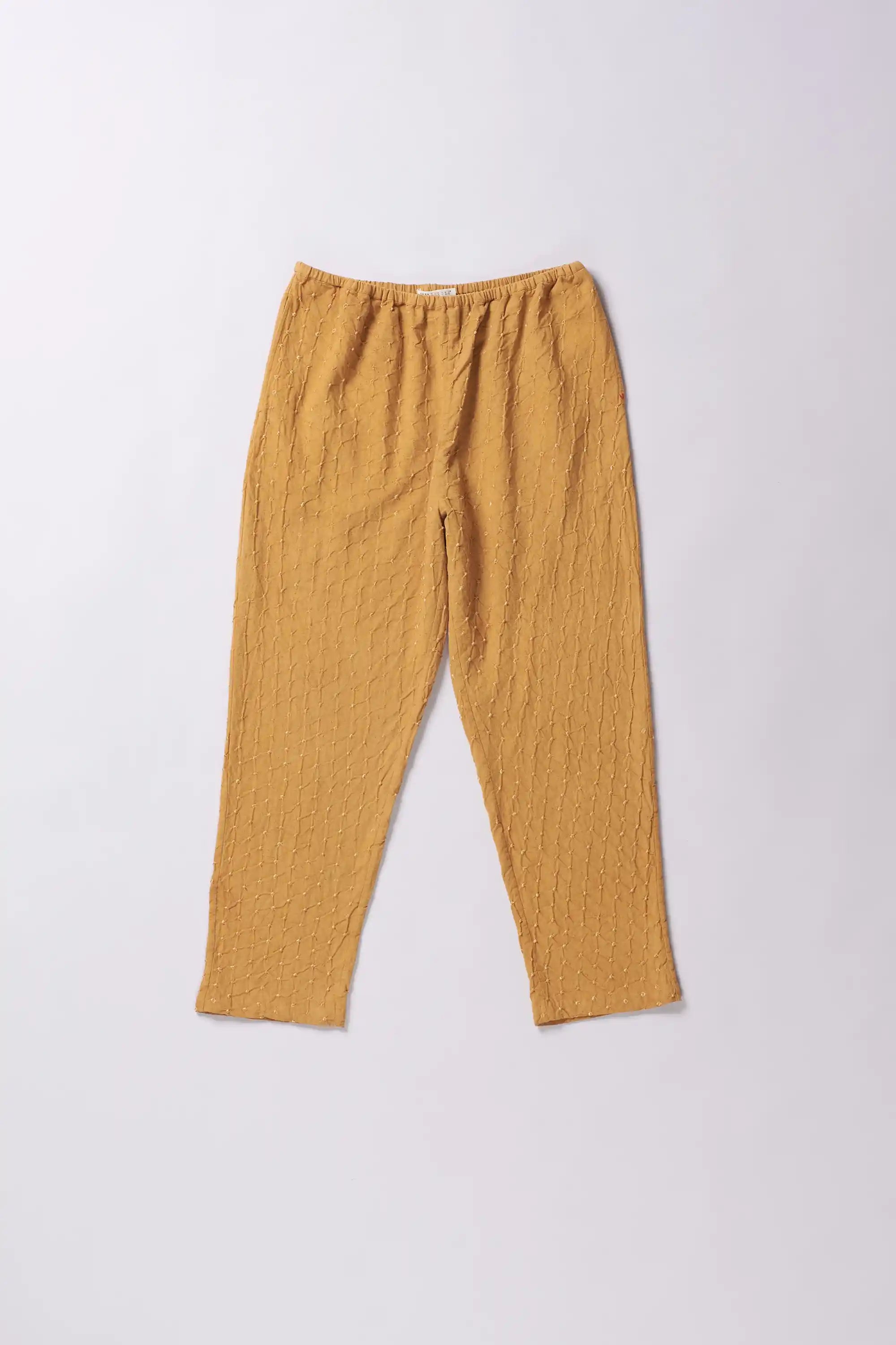 Elasticated Waist Cotton Pant in Mustard Yellow