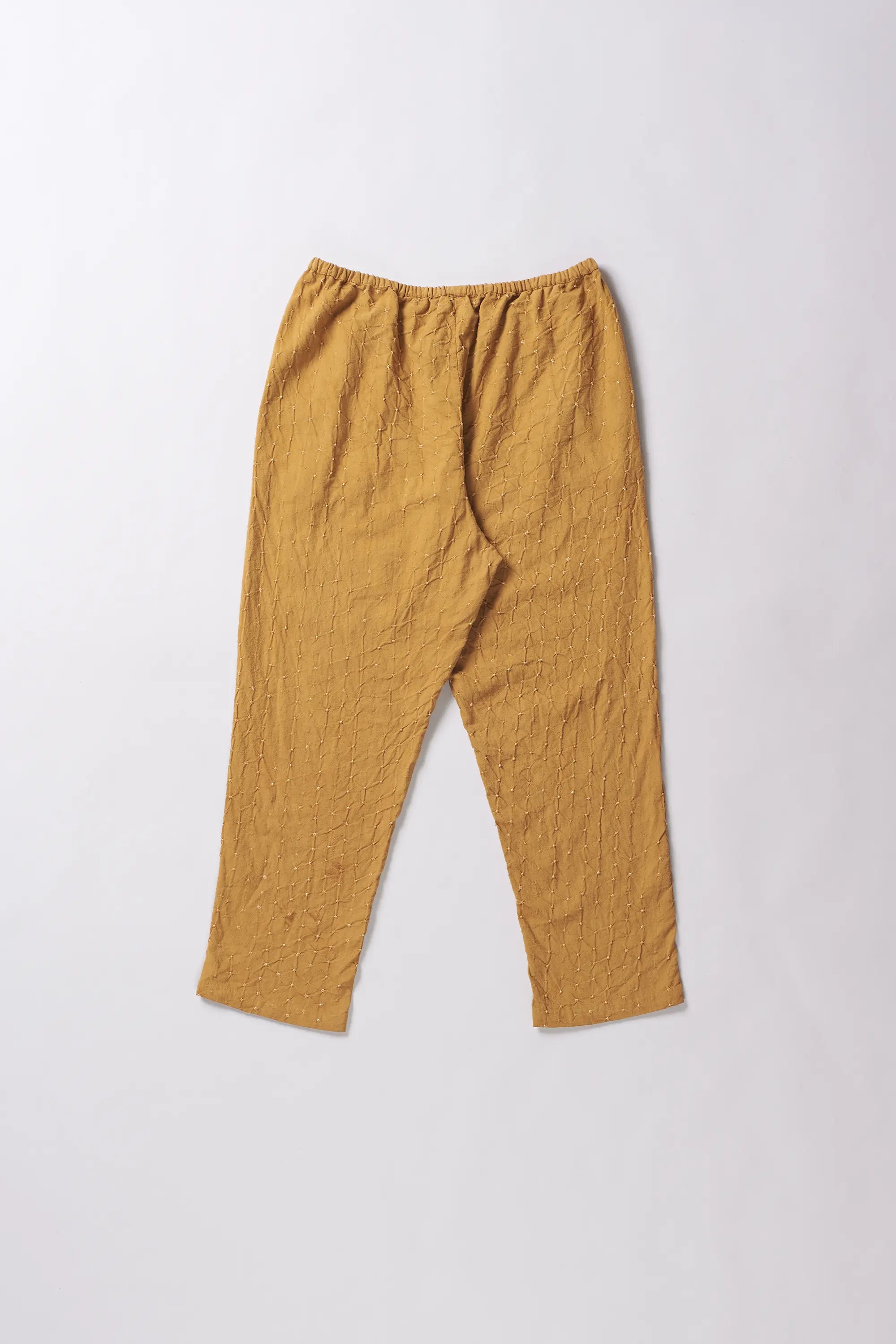 Elasticated Waist Cotton Pant in Mustard Yellow