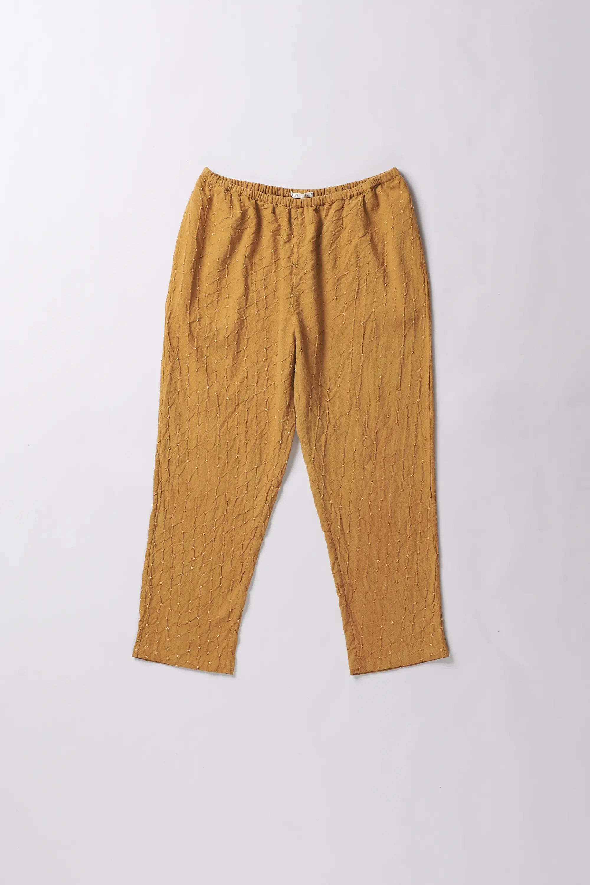 Elasticated Waist Cotton Pant in Mustard Yellow