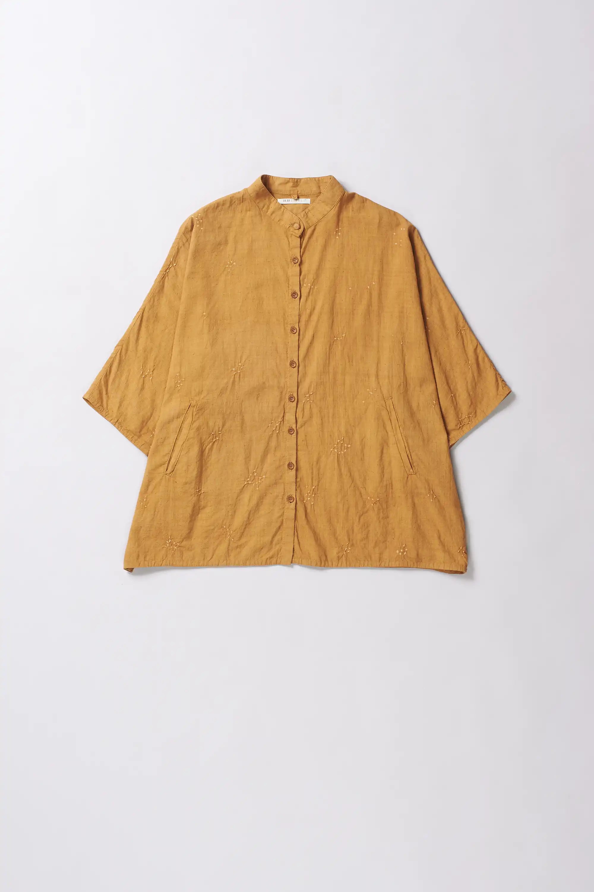 Mustard Yellow Cotton Bandhani Shirt