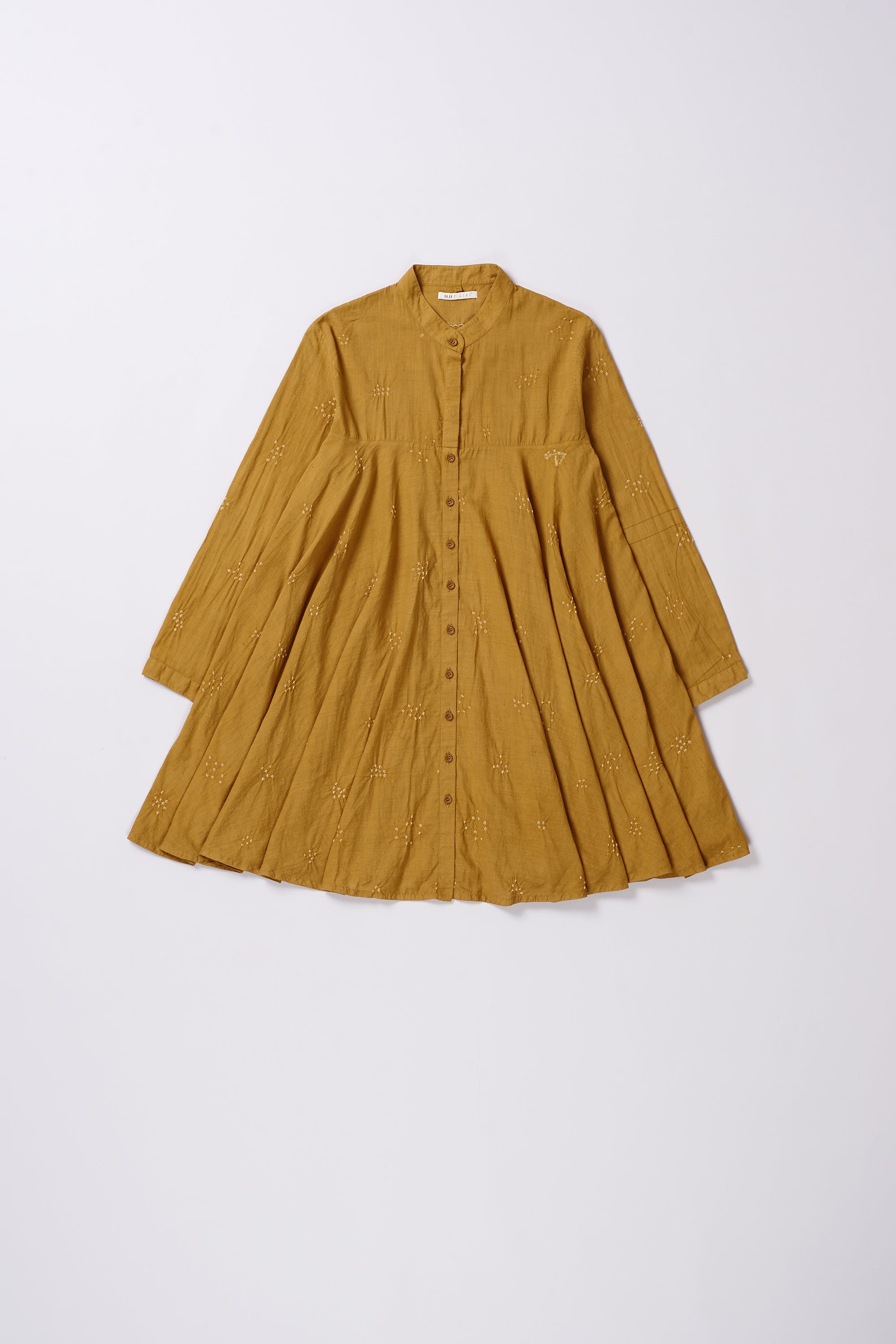 Bandhani Cotton Dress in Mustard Yellow